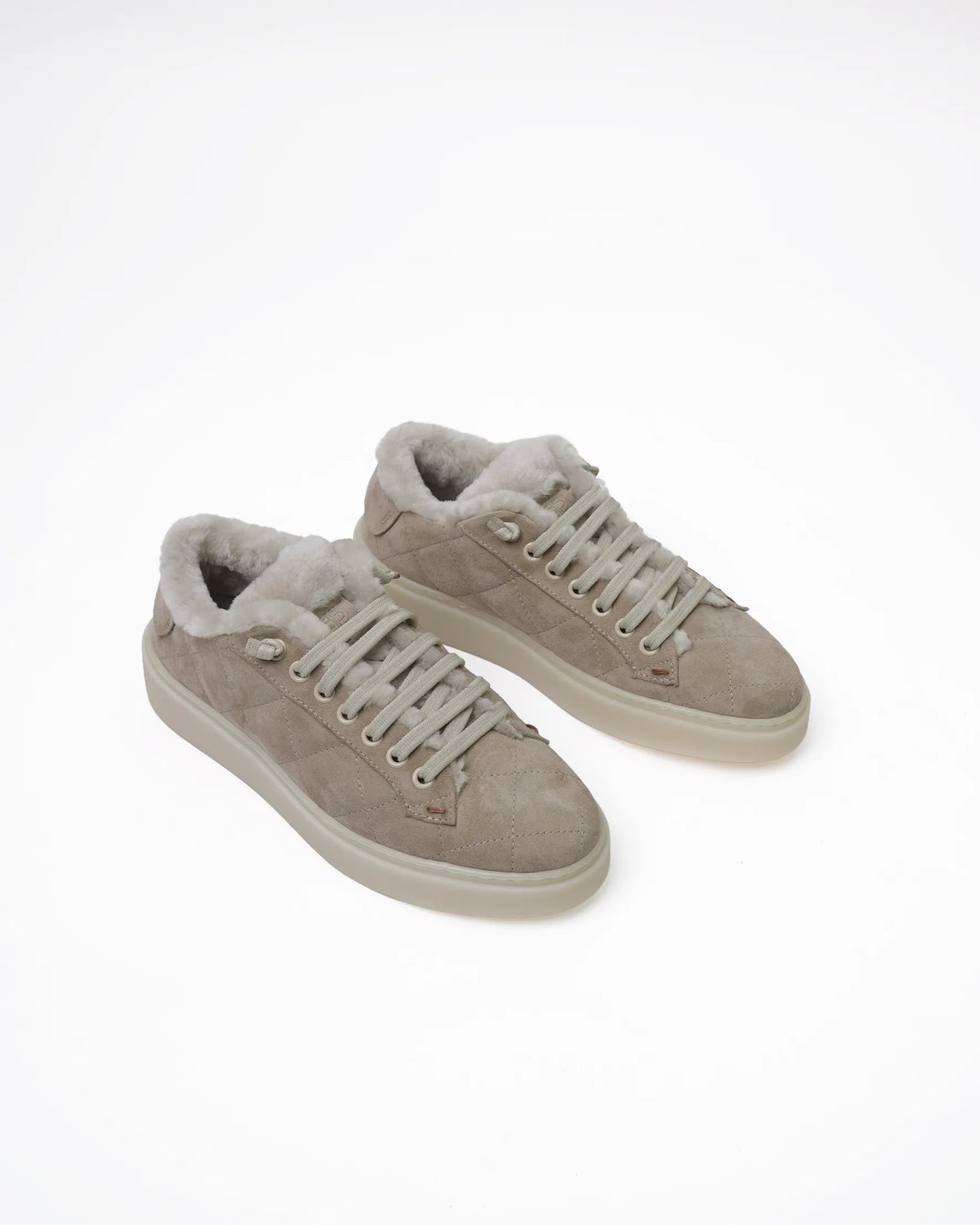 Women's Shearling-Lined Suede Sneaker - Beige