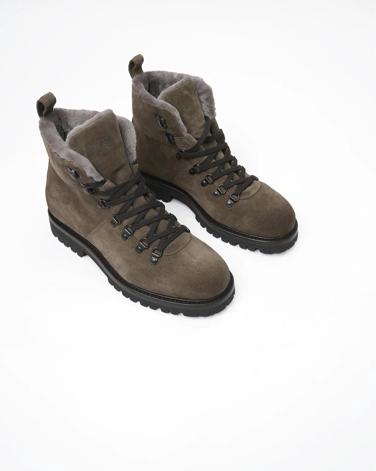 Men's Shearling-Lined Suede Hiking Boot - Taupe