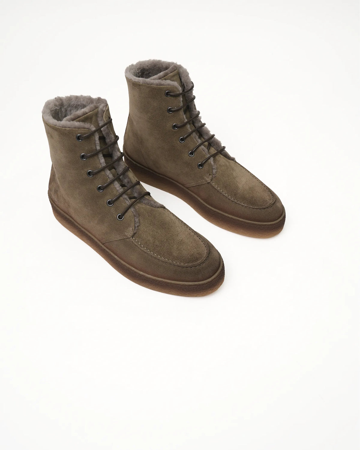 Men's Shearling-Lined Suede Ankle Boot - Taupe