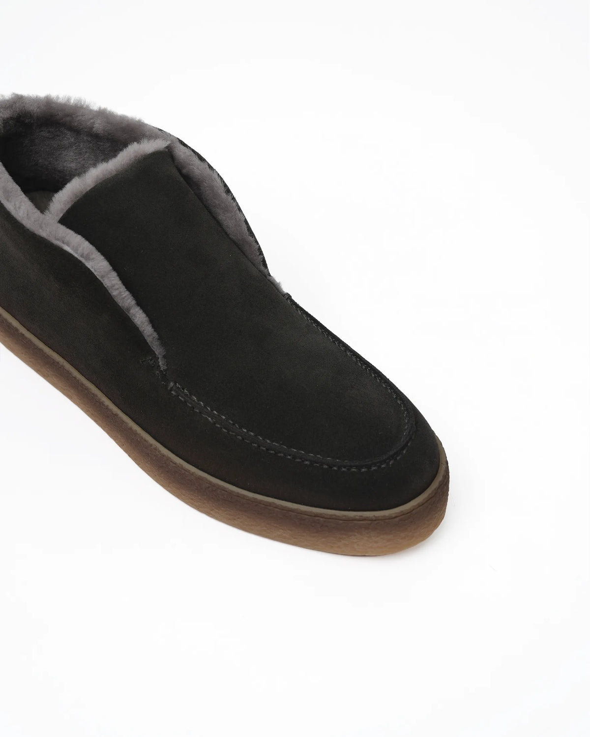 Men's Shearling-Lined Suede Slip-On Chukka - Black