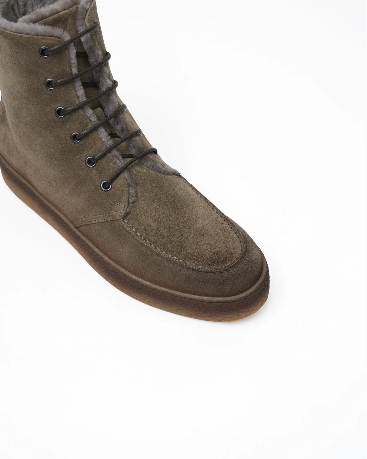 Men's Shearling-Lined Suede Ankle Boot - Taupe