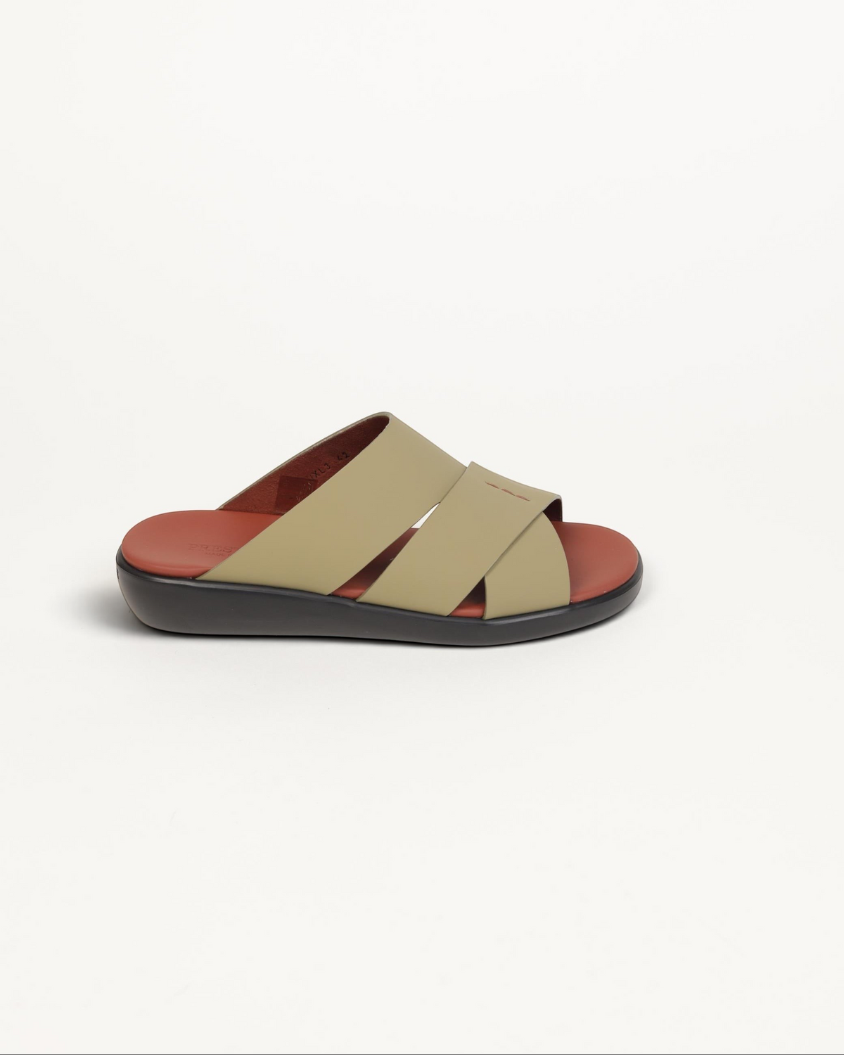 Prestige PG-XL3 Lord Gommato Seppia men's extra light sandals with beige crossover straps and red footbed