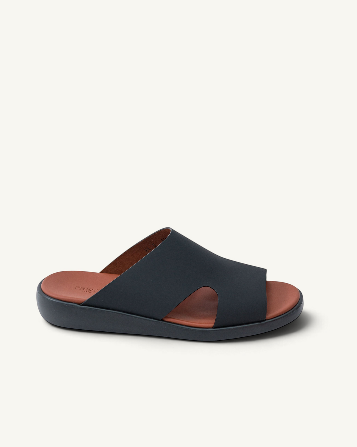Prestige PG-XL5 Lord Gommato black men's extra light slide sandals with a comfortable brown footbed