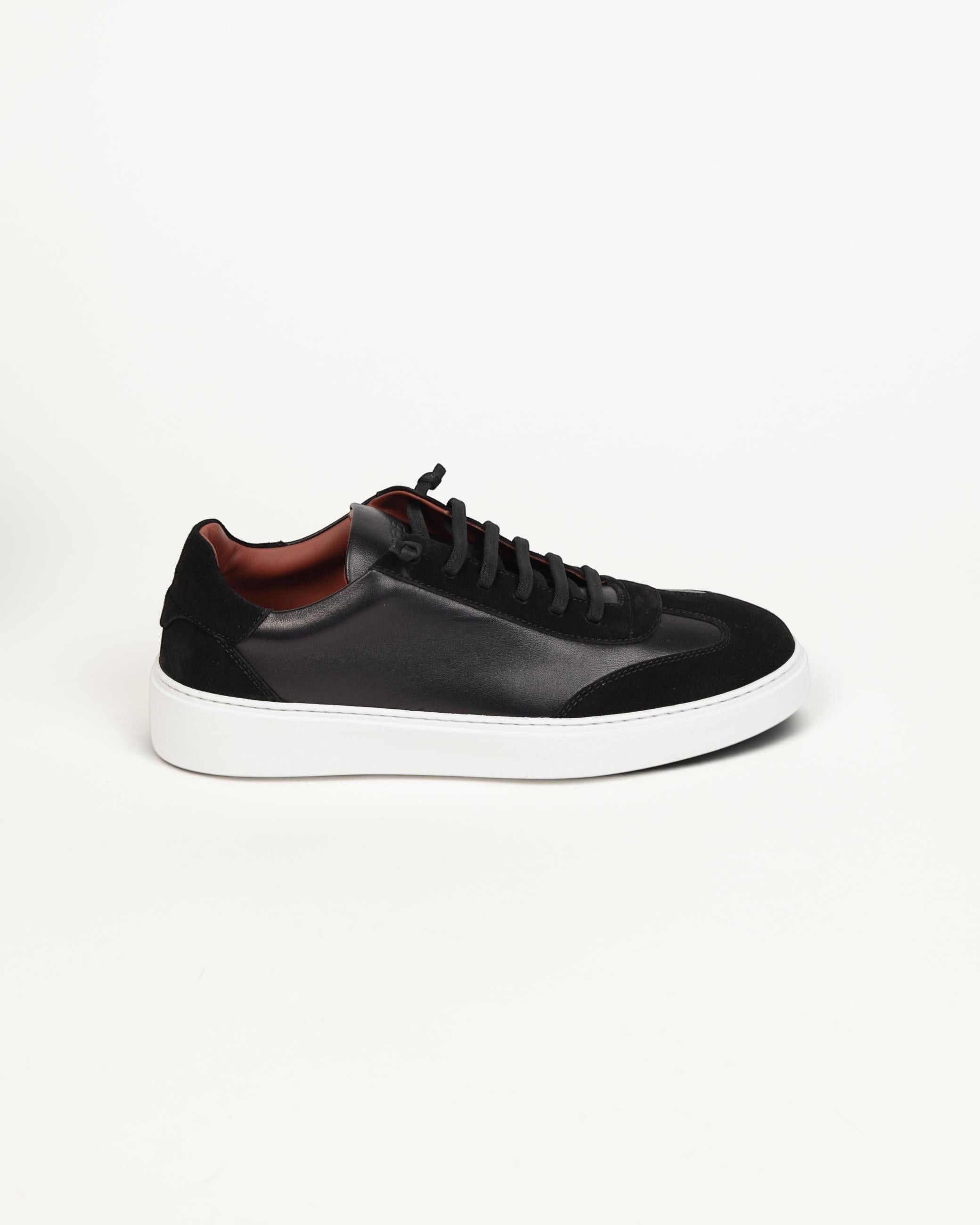 Prestige SNEAKER LEGEND WALK in black nappa leather and suede with a white rubber sole