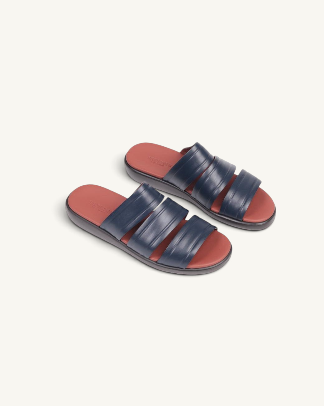 Prestige PSNC-XL7 slide sandals in blue soft nappa calf leather with a contrasting red footbed