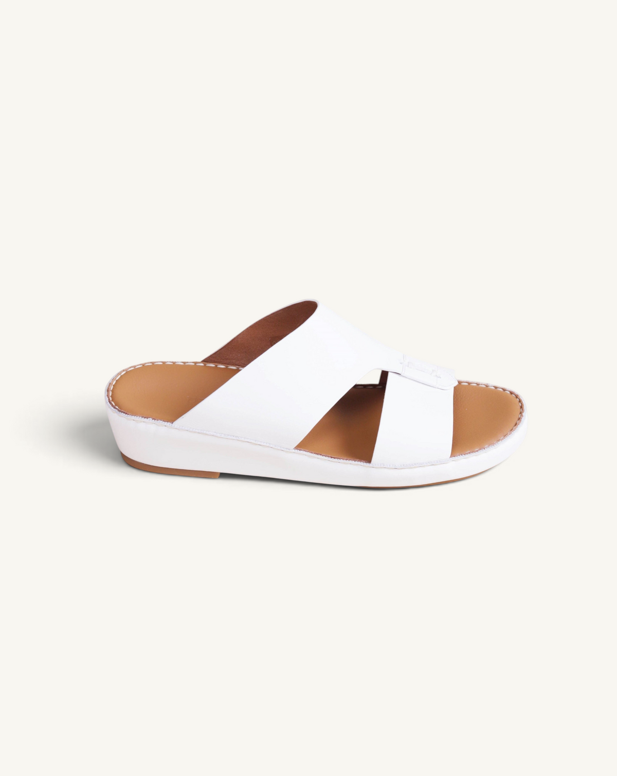 Prestige Caesar Goteborg white nappa leather slide sandals with a comfortable cushioned footbed