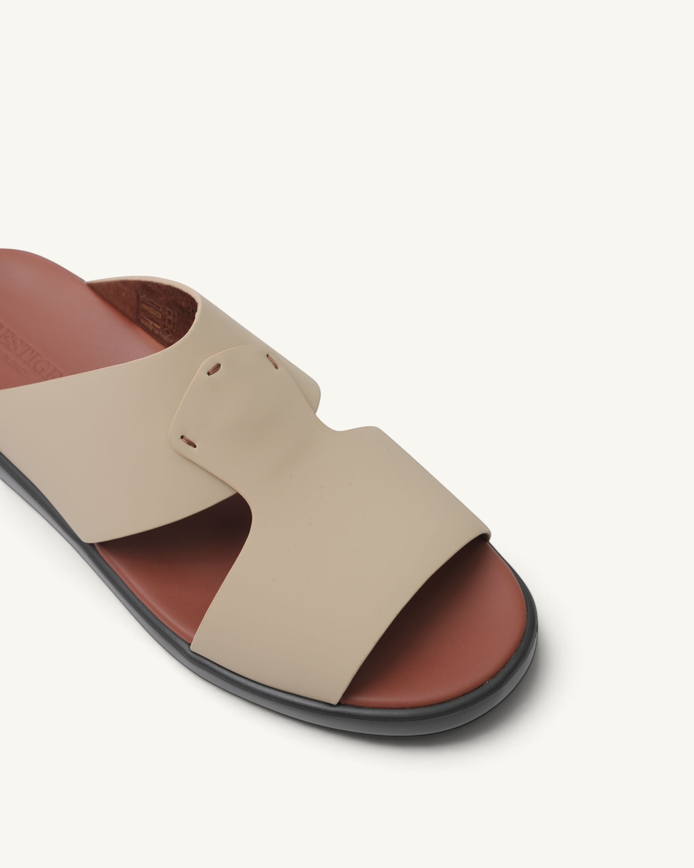 Prestige PG-XL2 Lord Gommato cappuccino men's extra light slide sandals with a smooth beige leather upper