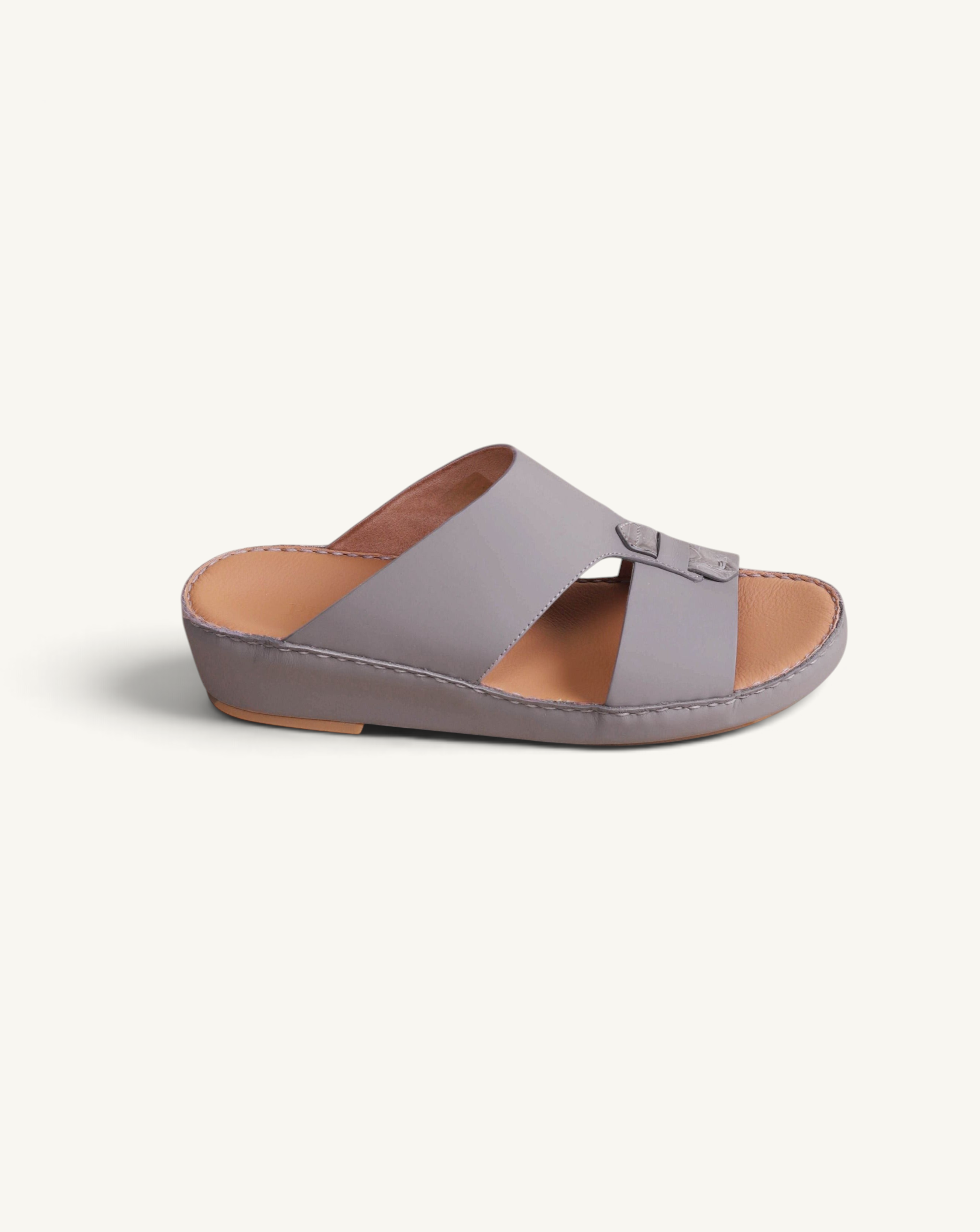 Prestige P3311 Centurion slide sandals in matt mink with crocodile touch textured leather detailing