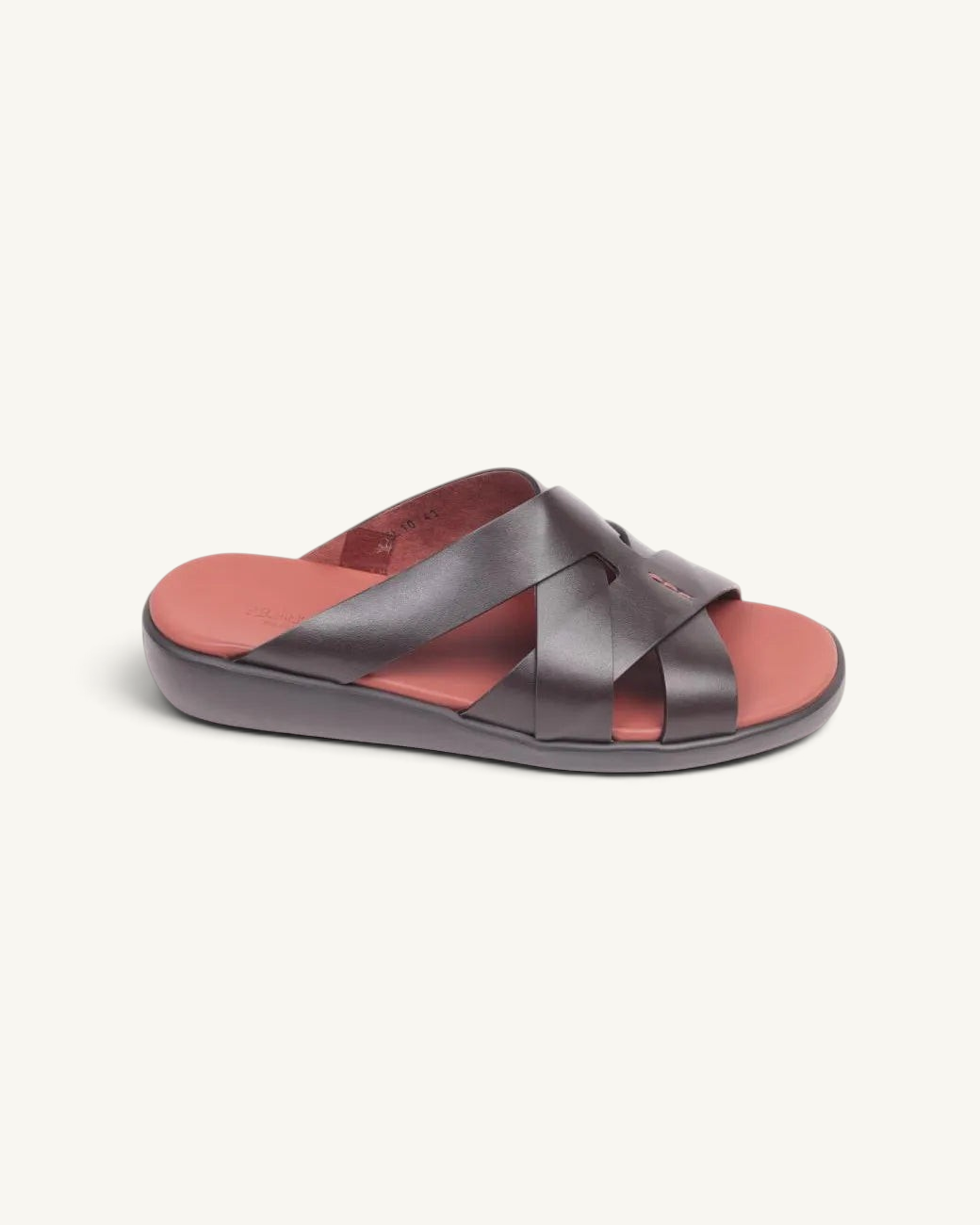 Prestige dark brown soft nappa calf leather slide sandals with a comfortable cushioned footbed