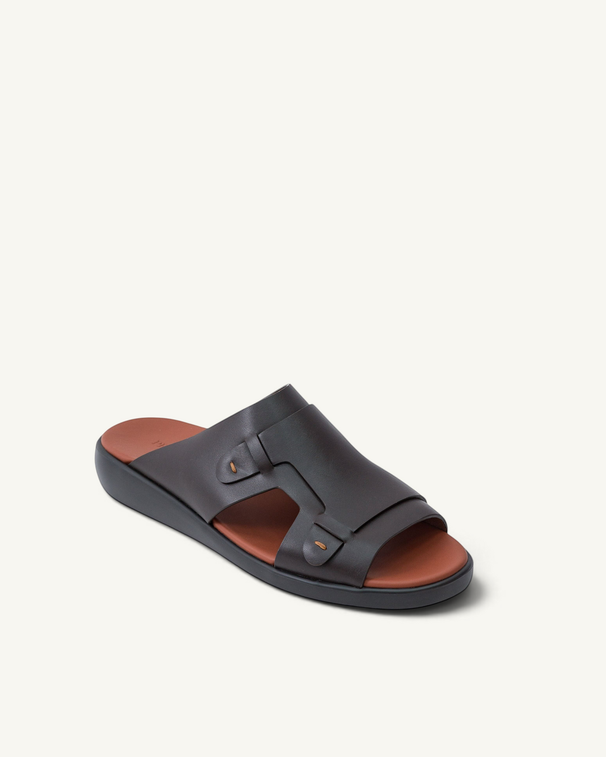 Prestige PSNC-XL4 slide sandal in dark brown t-moro soft nappa calf leather with a contoured footbed