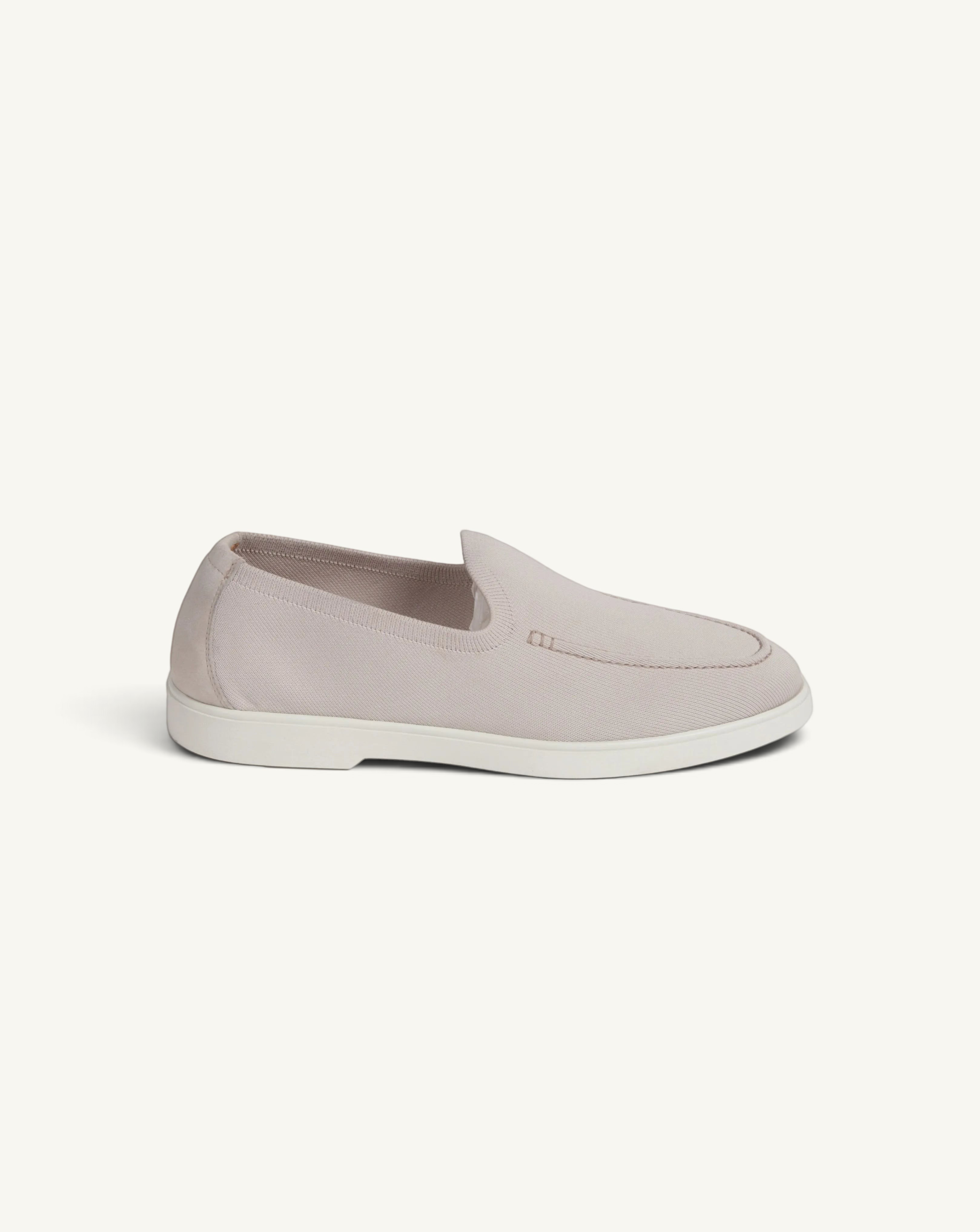 Prestige PS-U5320 Flexy Active loafer in light grey knit fabric with a comfortable white rubber sole