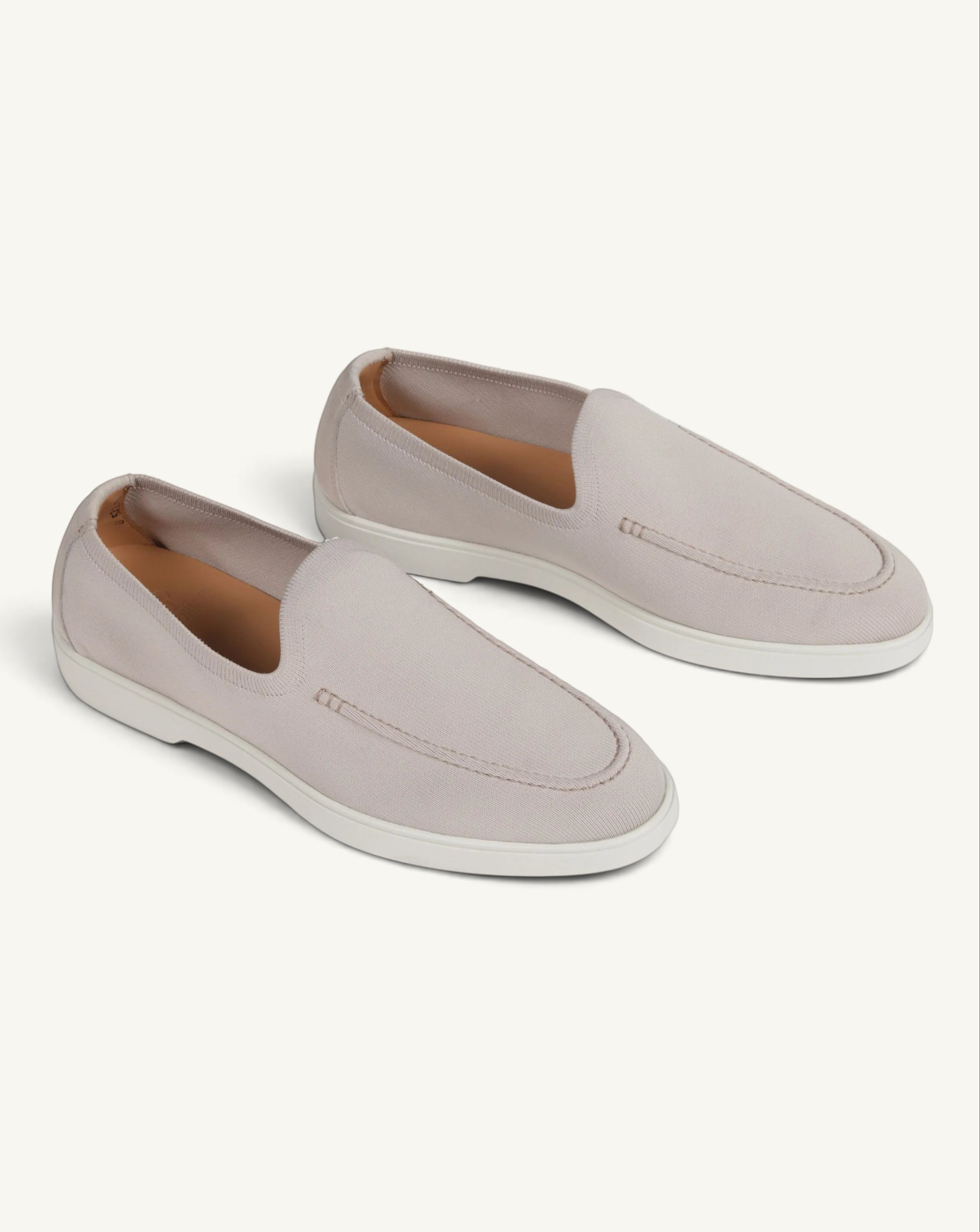 Prestige PS-U5320 Flexy Active grey slip-on loafers featuring a lightweight fabric upper and white rubber sole.