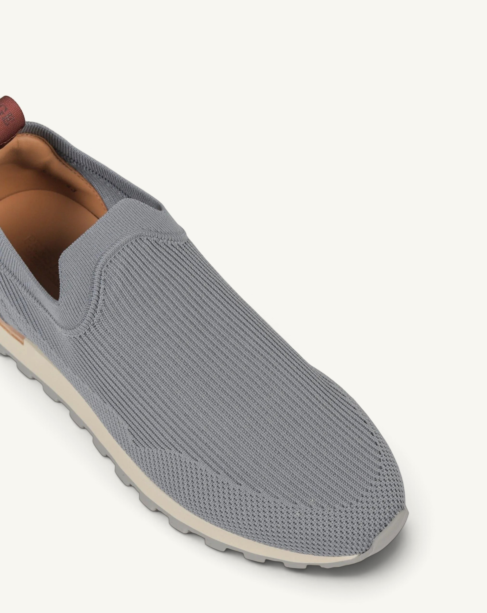Prestige PS-U5317 Flexy Active grey slip-on sneakers featuring a breathable ribbed knit upper and a cushioned sole.