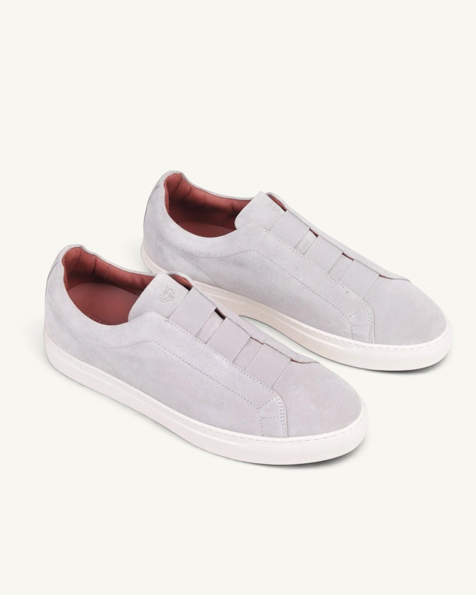 Prestige U5332 lightweight grey velour sneakers featuring triple stitch detailing and a white rubber sole