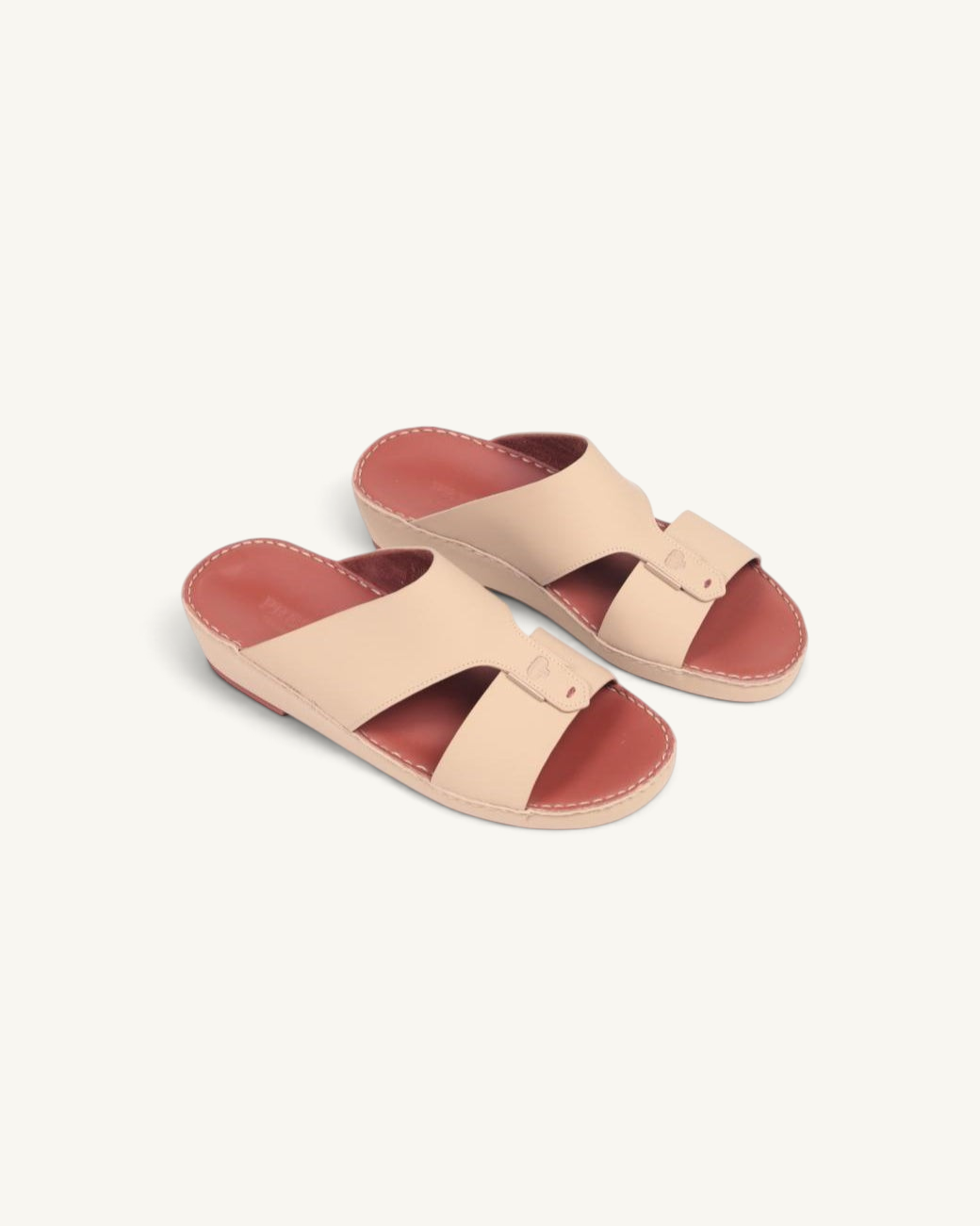 Prestige P3376 Horizon Lux matt cappuccino leather sandals with a comfortable wedge sole and traditional design.