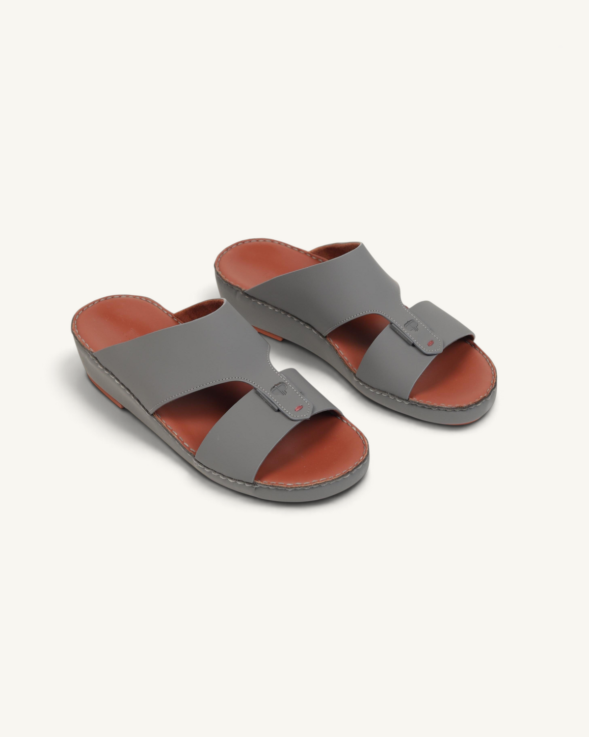 Prestige P3376 Horizon Lux Matt sandals in anthracite grey with a tan leather footbed and stitched detailing.