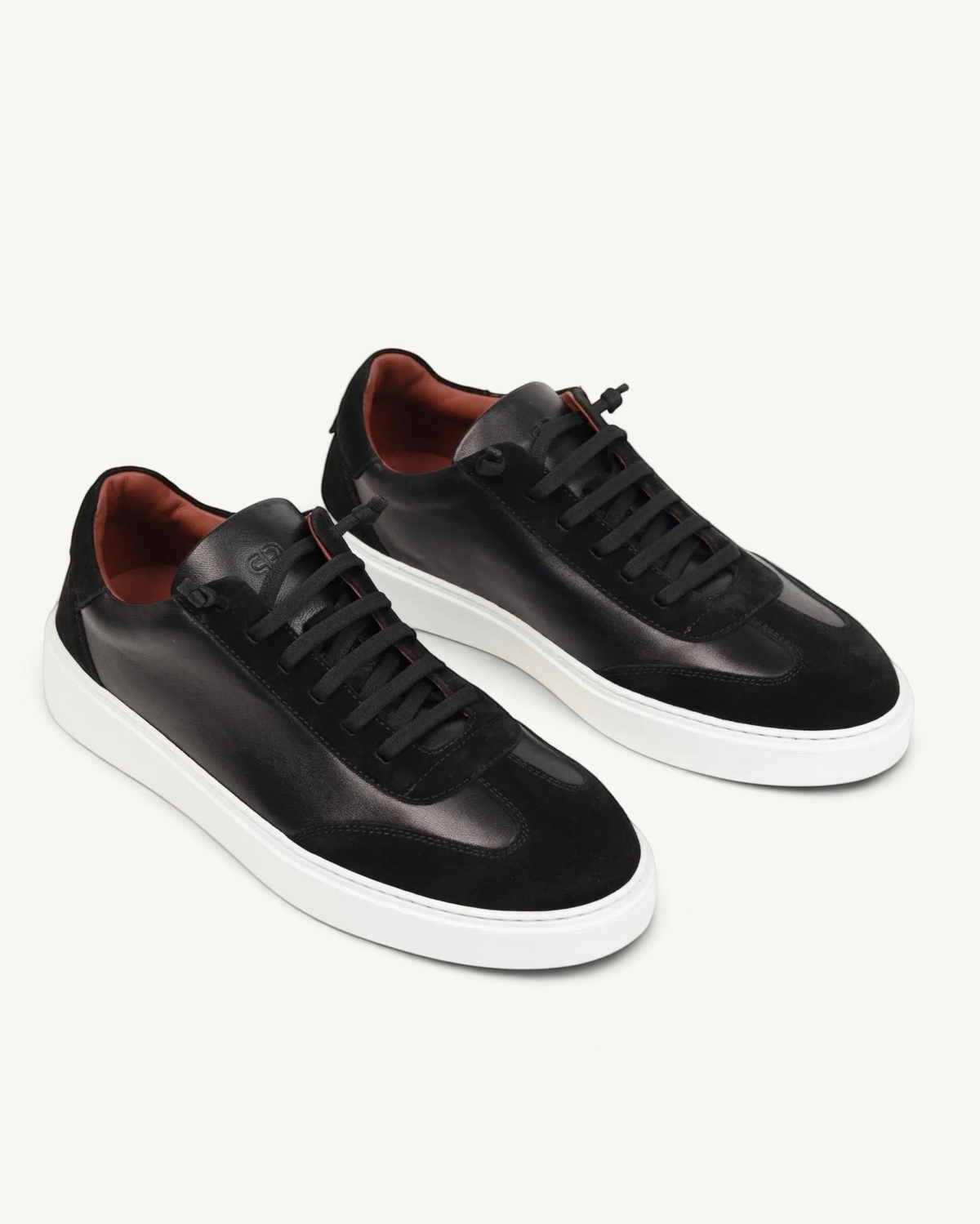 Prestige Legend Walk men's sneakers in black nappa leather and suede with a white rubber sole