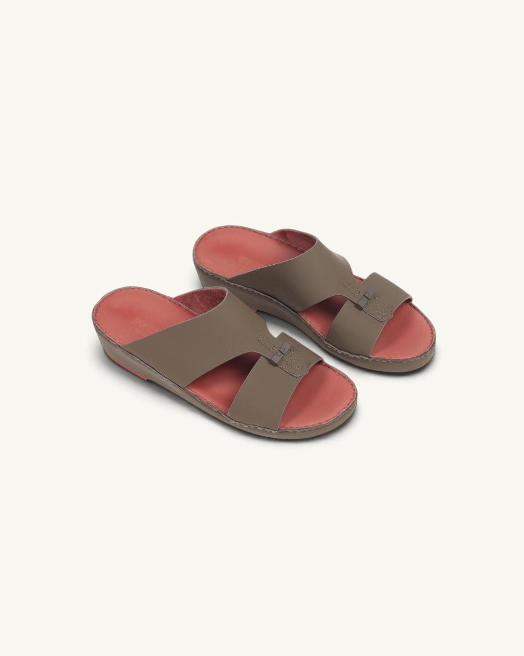 Prestige P3363 VOGUE LUX MATT military green leather sandals with a comfortable red footbed and buckle detail