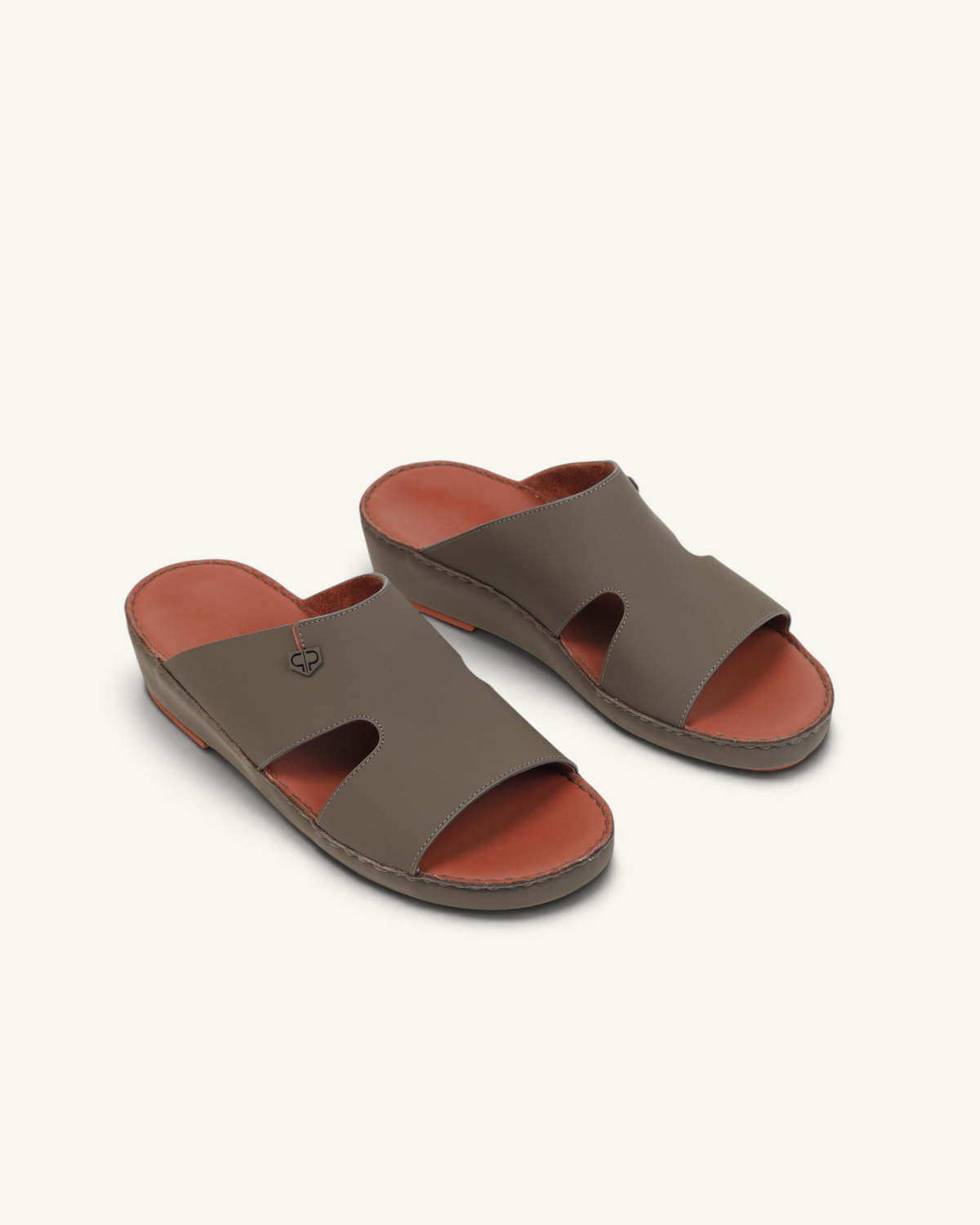 Prestige P3364 Elite Lux Matt mocha brown leather sandals with open-toe design and metallic logo detail