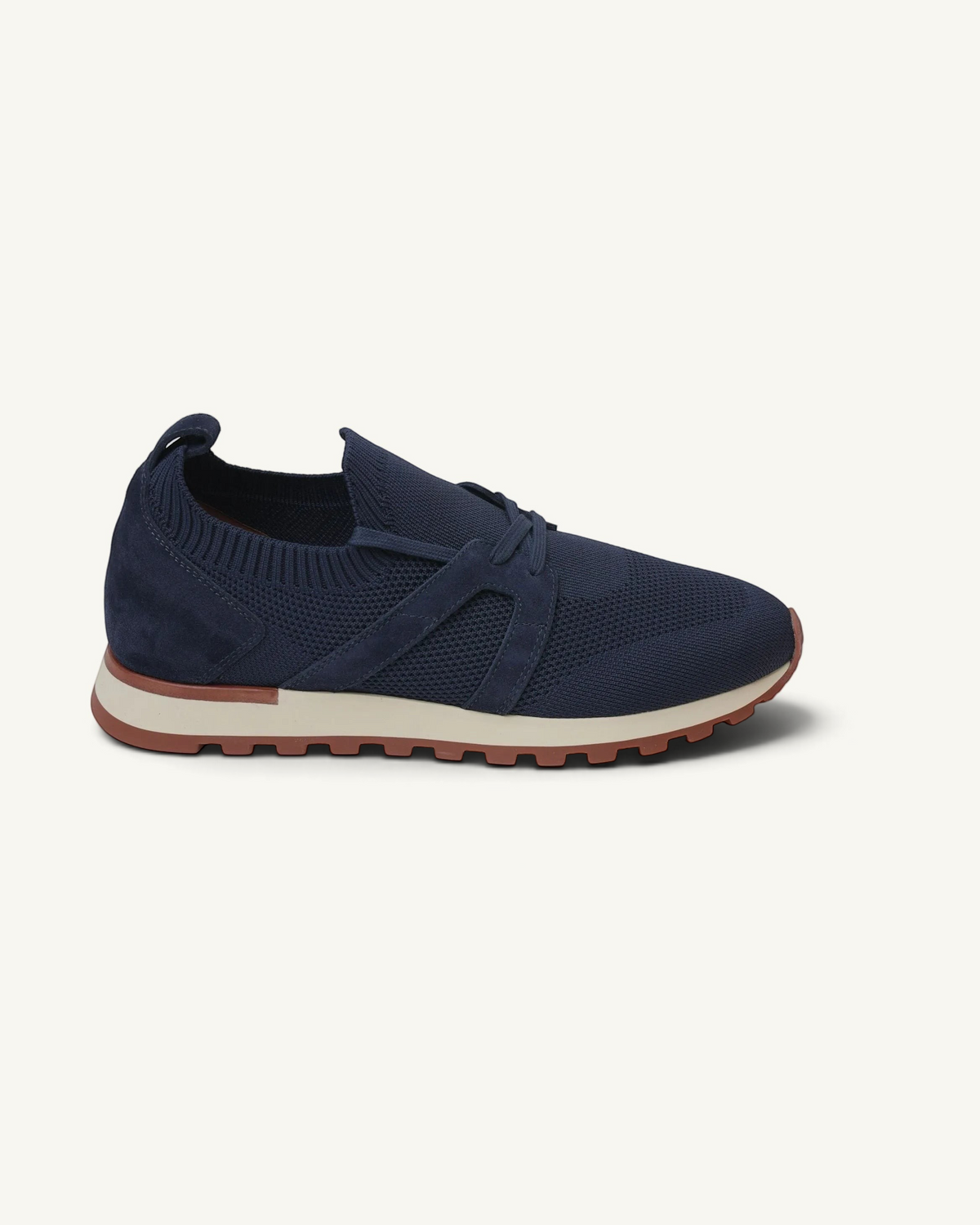 Prestige PS-U5350 Flexy Lux navy blue sneakers with a breathable knit upper, suede accents, and a lugged rubber sole.