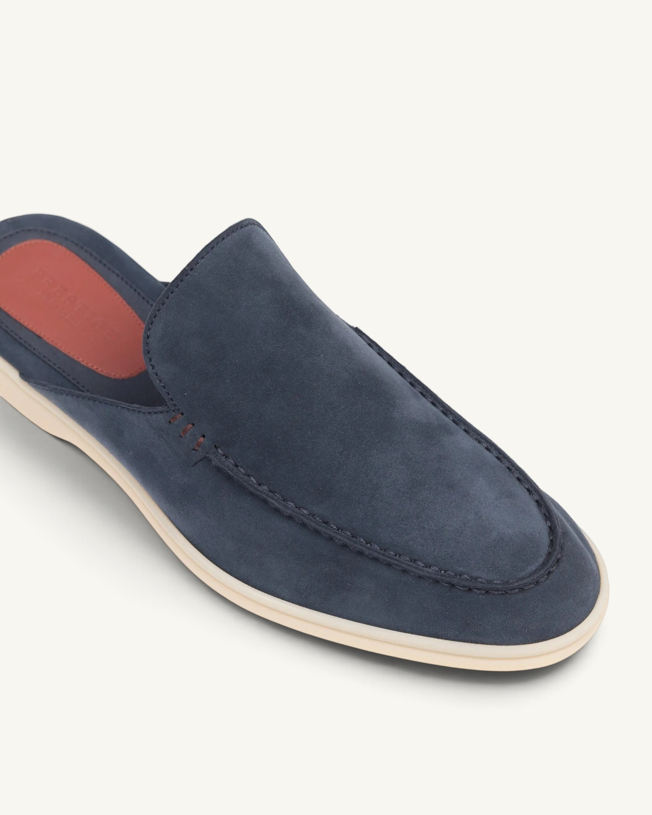 Prestige PSM93S Babouche walk slip-on shoes in navy blue suede with a contrast cream sole