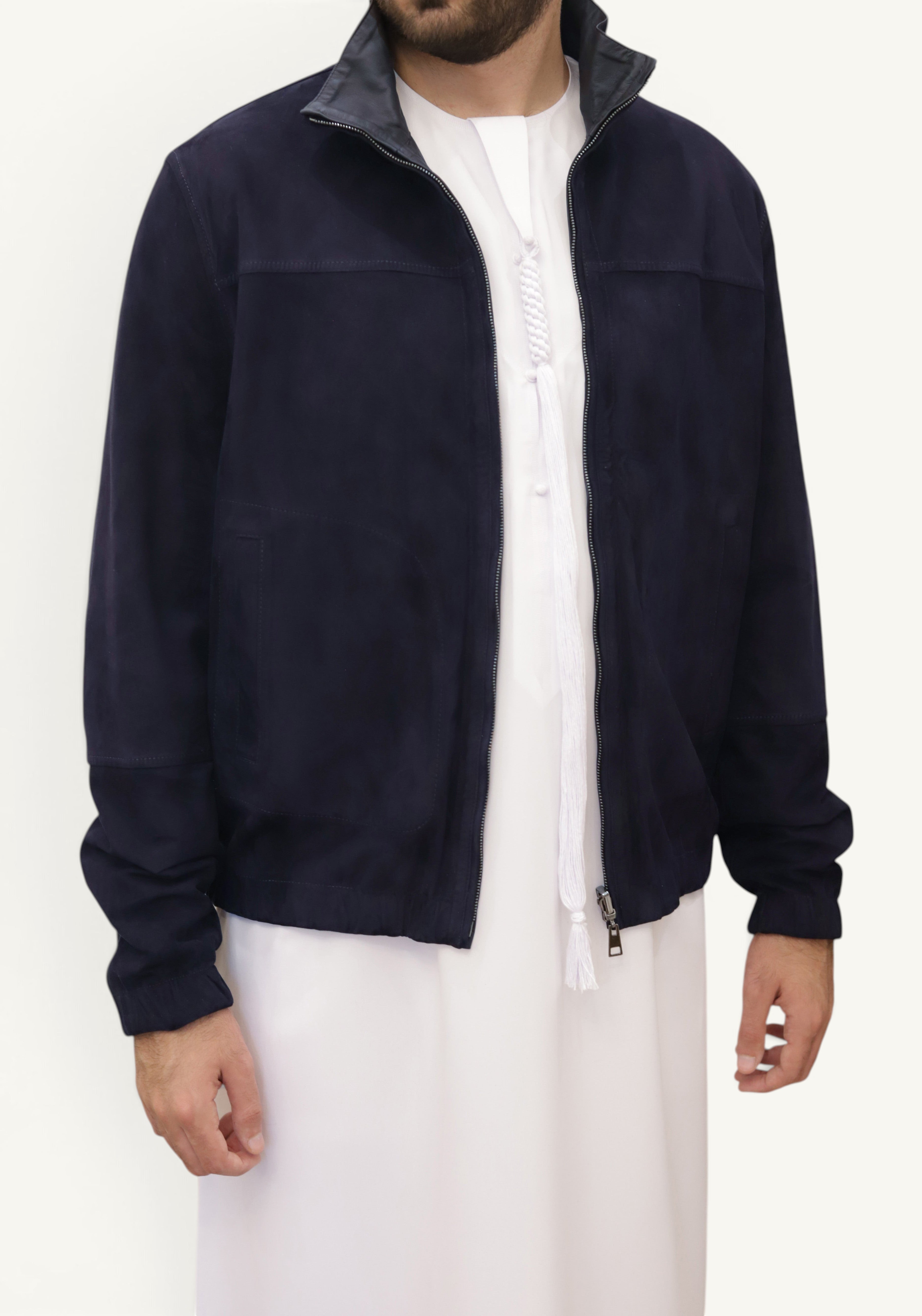 PRESTIGE Bomber Reversible Leather Jacket - Navy Color