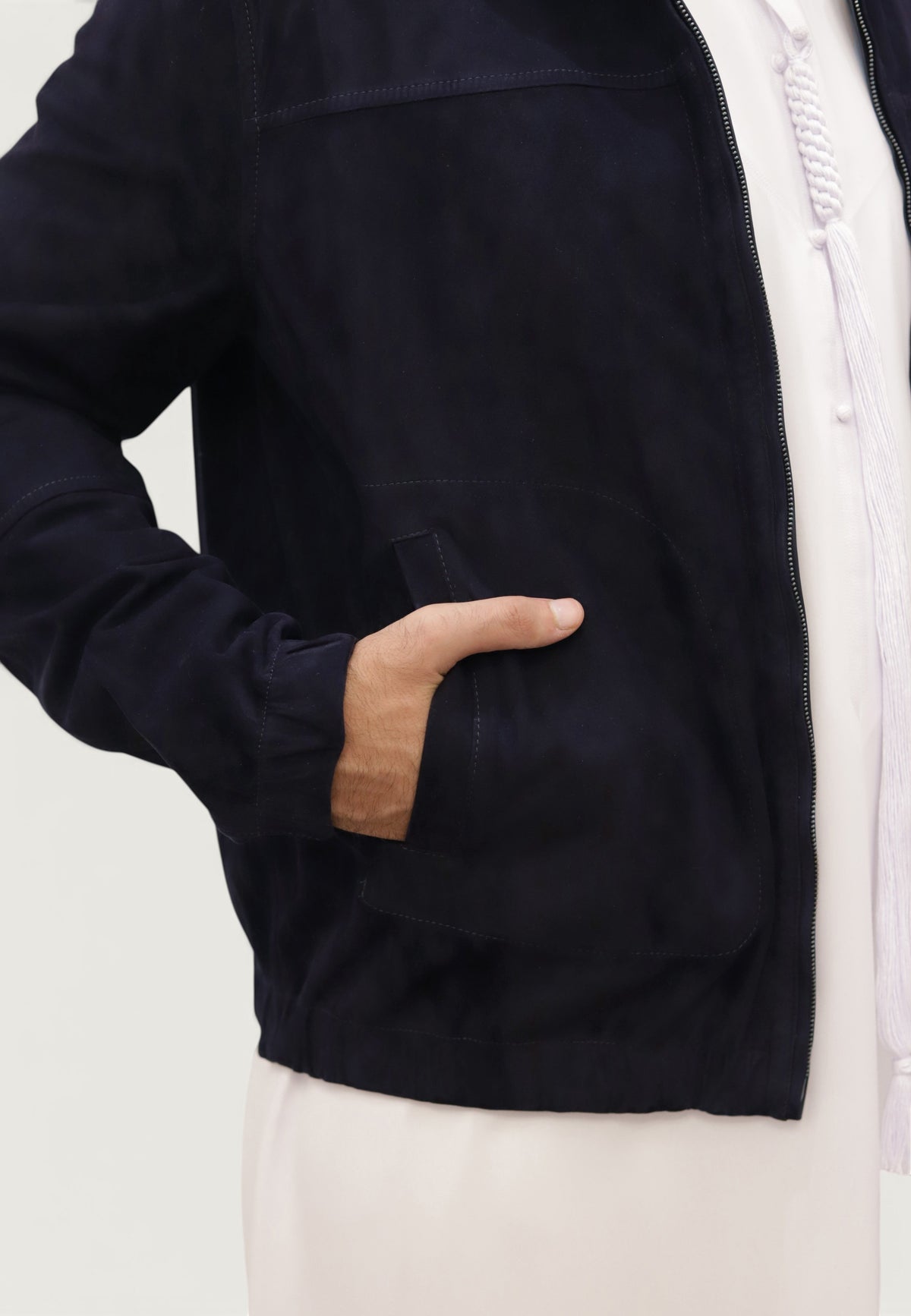 PRESTIGE Bomber Reversible Leather Jacket - Navy Color
