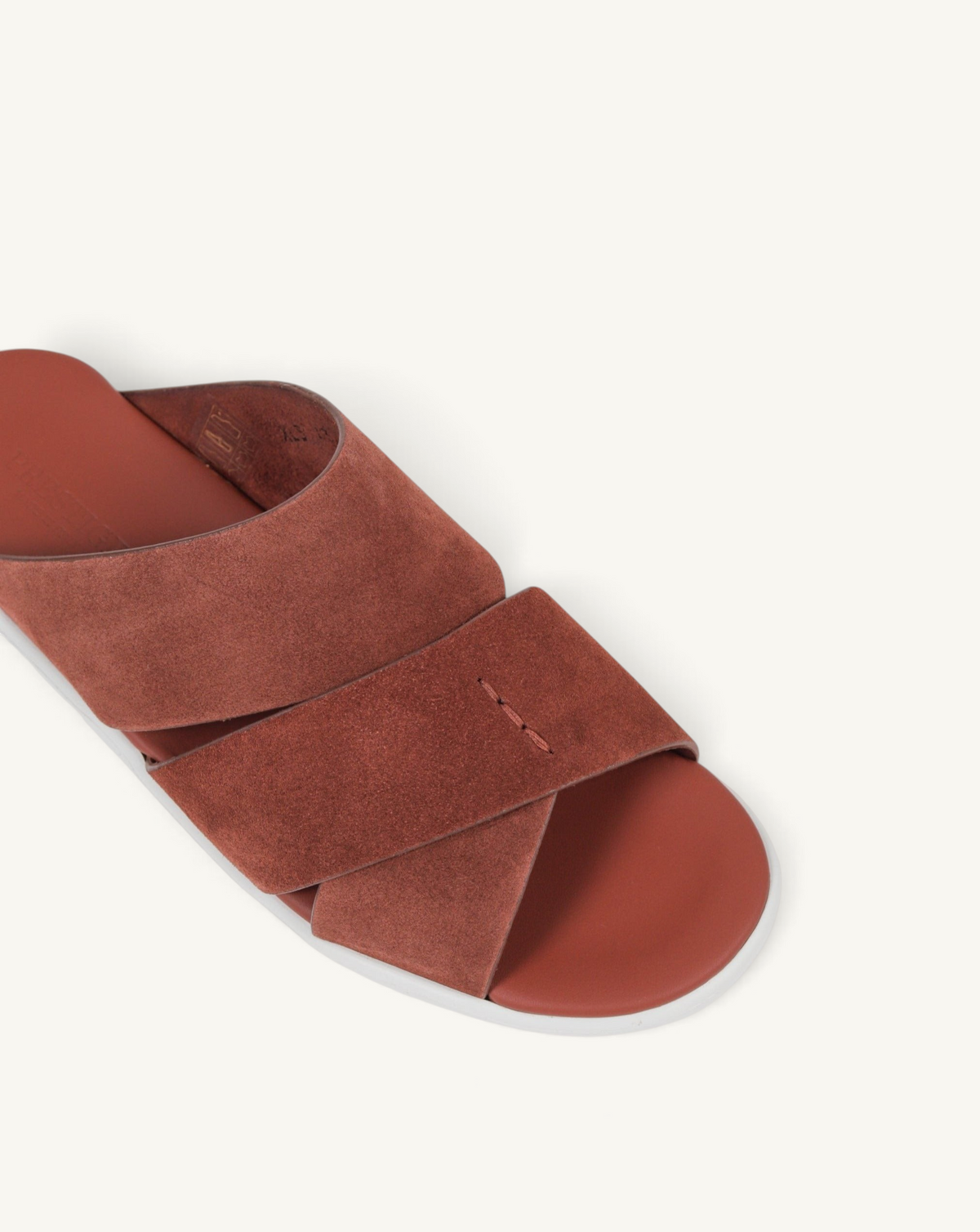 Prestige PVNL-XL3 Velour Sport Line Cortecia slide sandal featuring crisscross terracotta suede straps