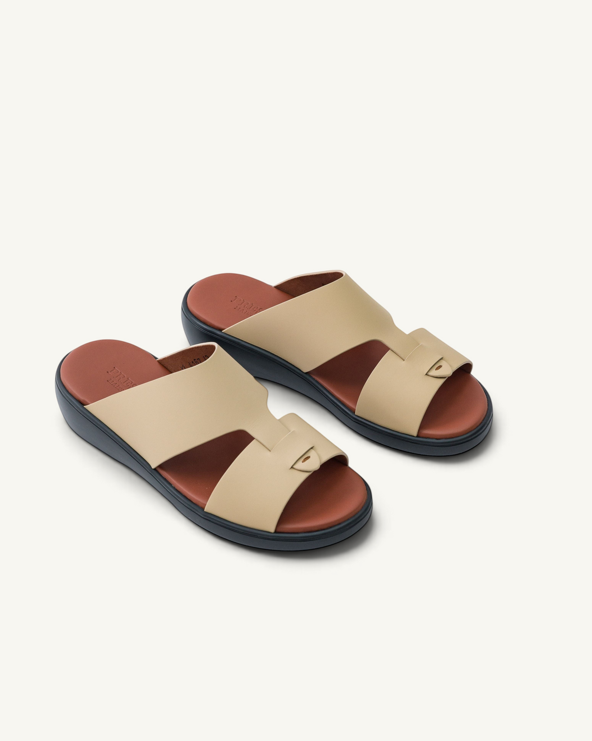 Prestige XL Classic sandals in taupe gommato leather with a comfortable dark sole and open-toe design.