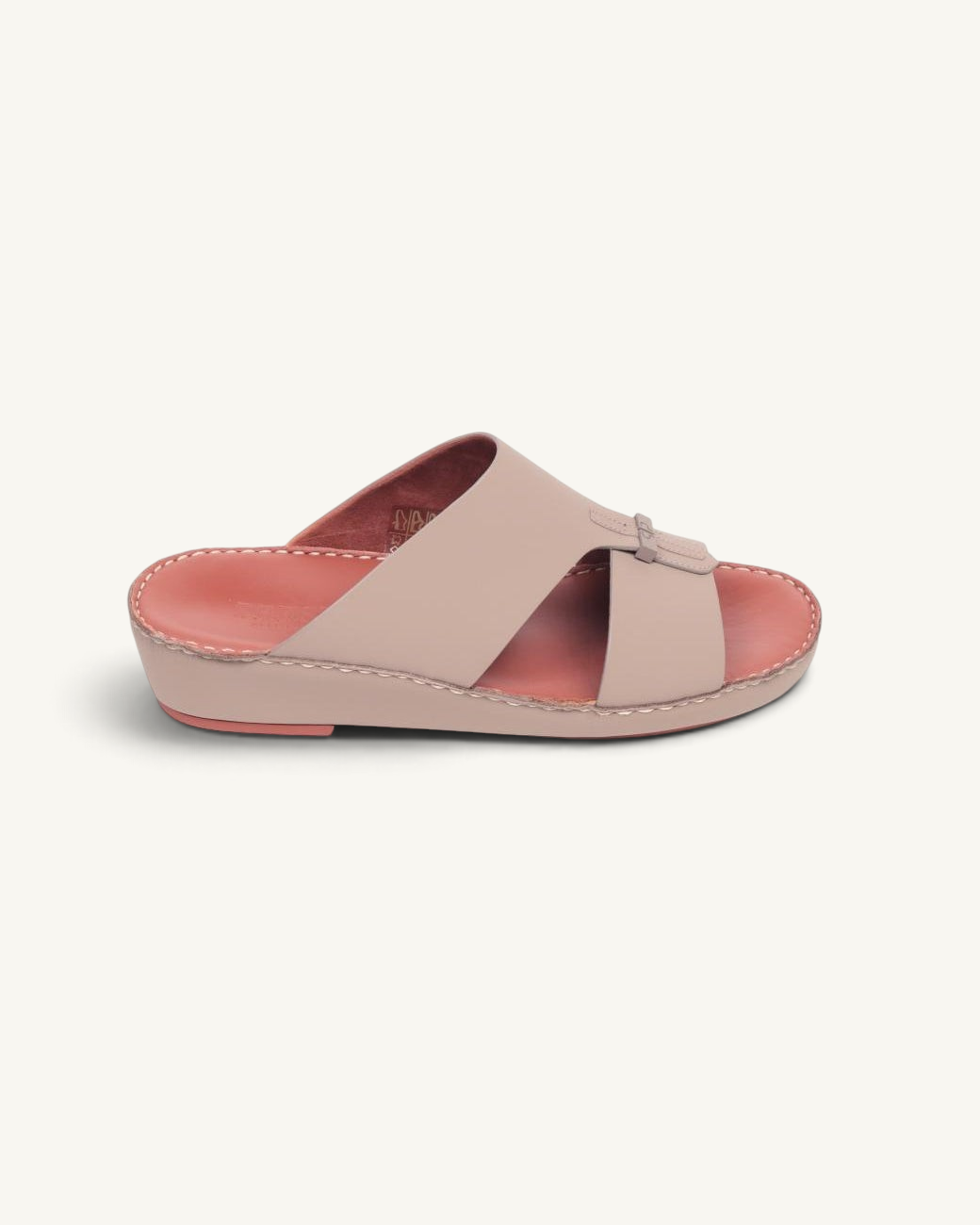 Prestige P3363 VOGUE LUX MATT taupe slide sandal with a wide leather strap and comfortable cushioned footbed