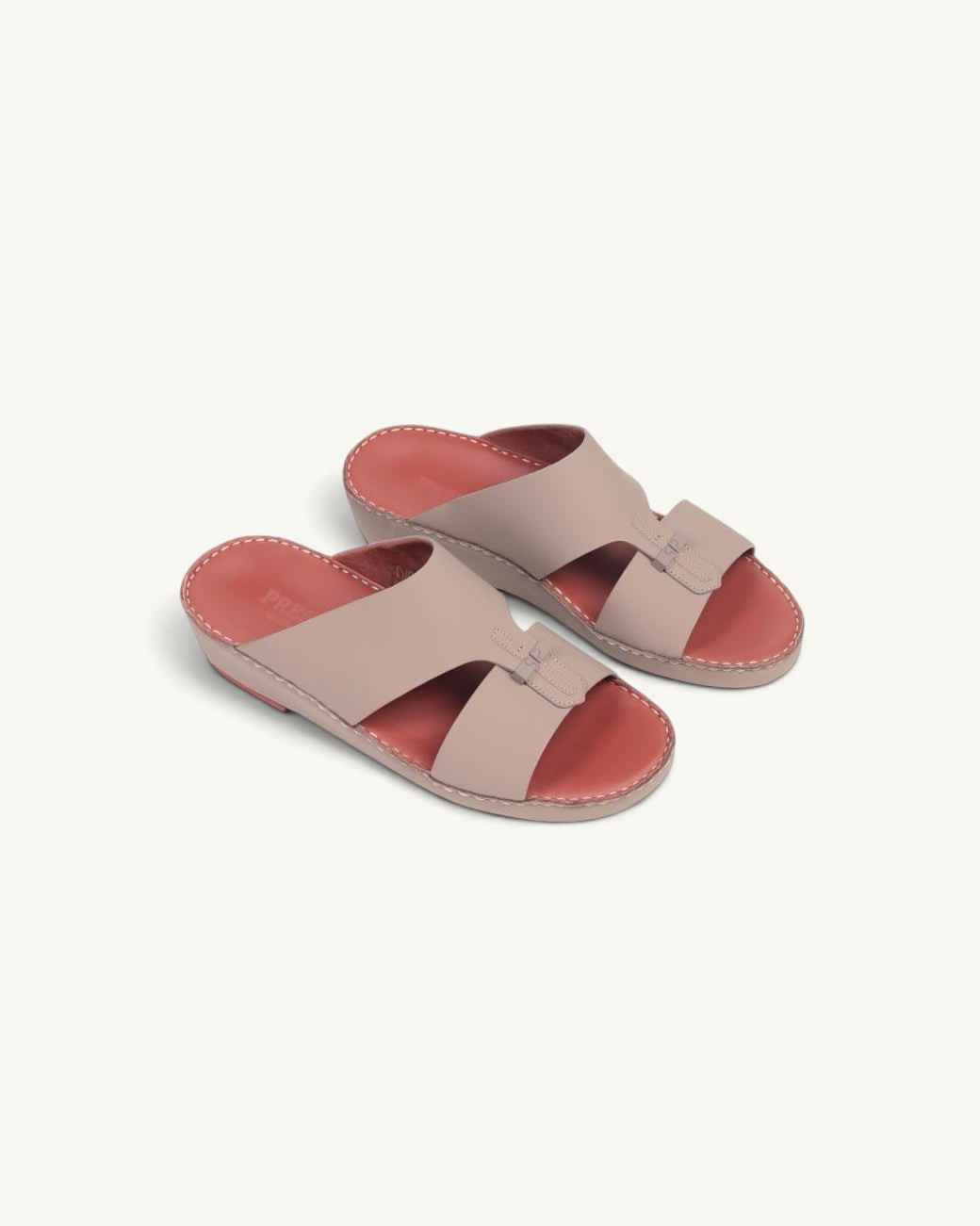 Prestige P3363 VOGUE LUX MATT taupe leather sandals with a comfortable wedge sole and contrast stitching