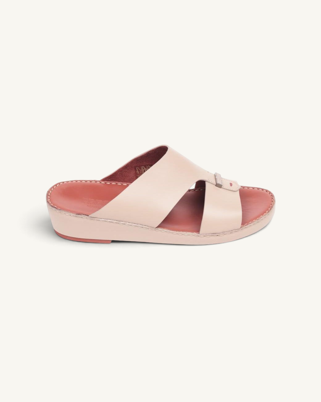 Prestige P3378 Fabulous Lux taupe napa calf leather slide sandals with a comfortable wedge sole