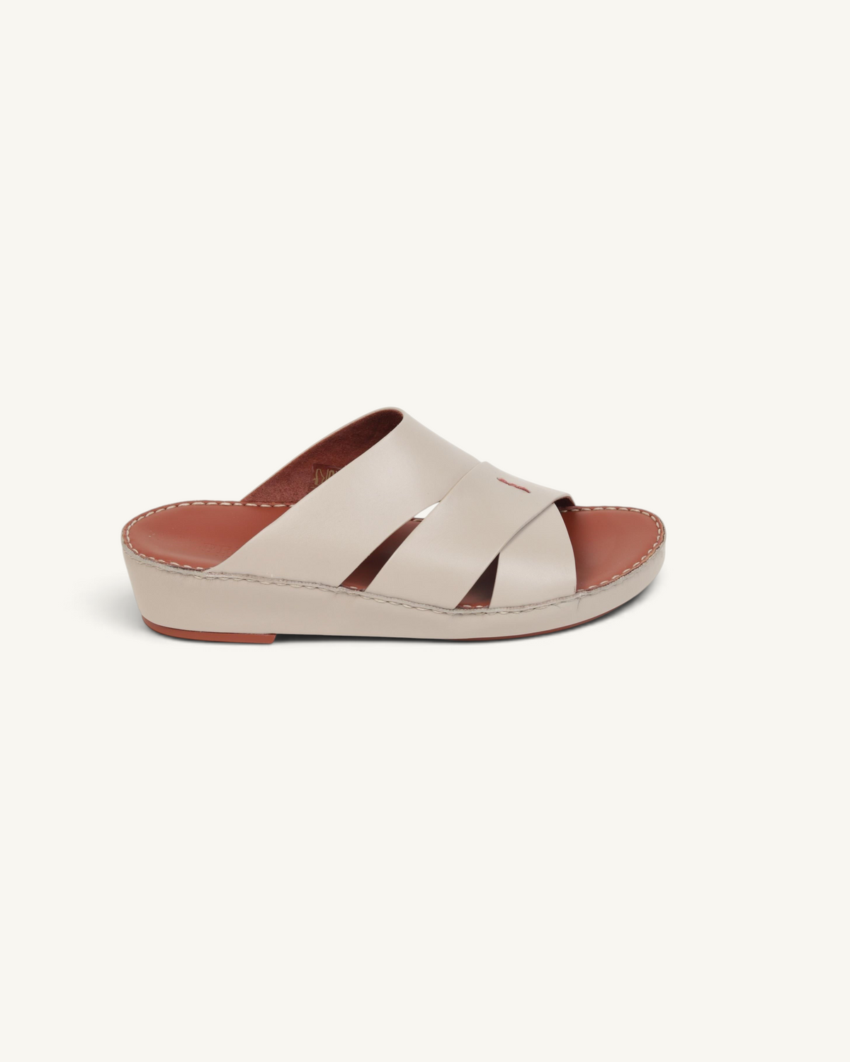 Prestige P3437 PALM LUX taupe napa calf leather slide sandal with a comfortable cushioned footbed
