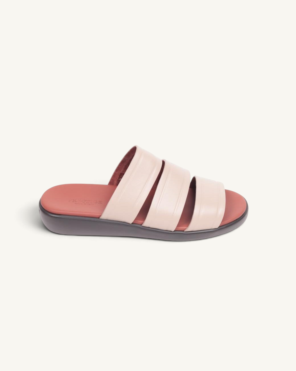 Prestige PSNC-XL7 slide sandals in taupe soft nappa calf leather with a comfortable cushioned footbed