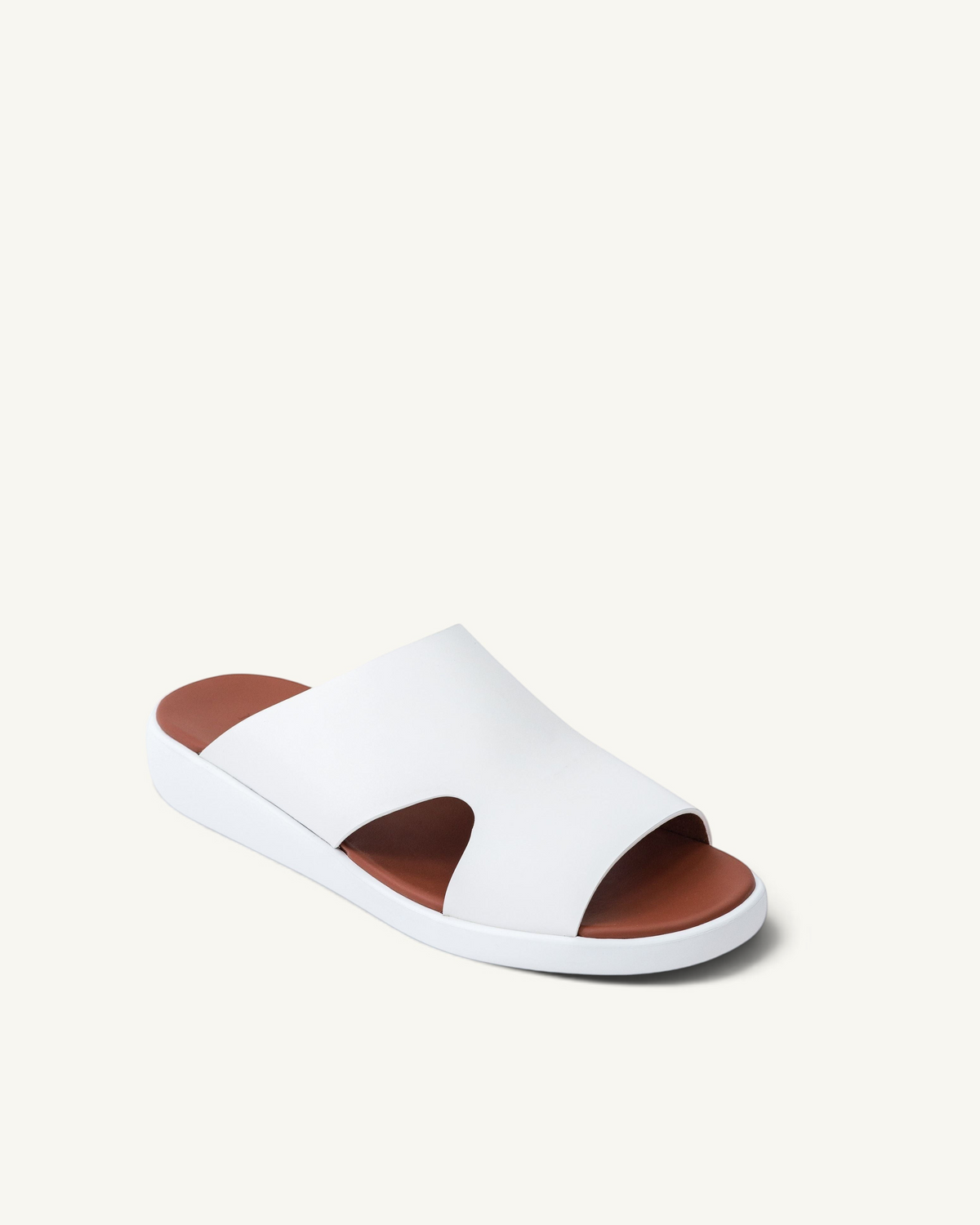 Prestige PG-XL5 Lord Gommato men's white slide sandals with a brown footbed and extra light sole