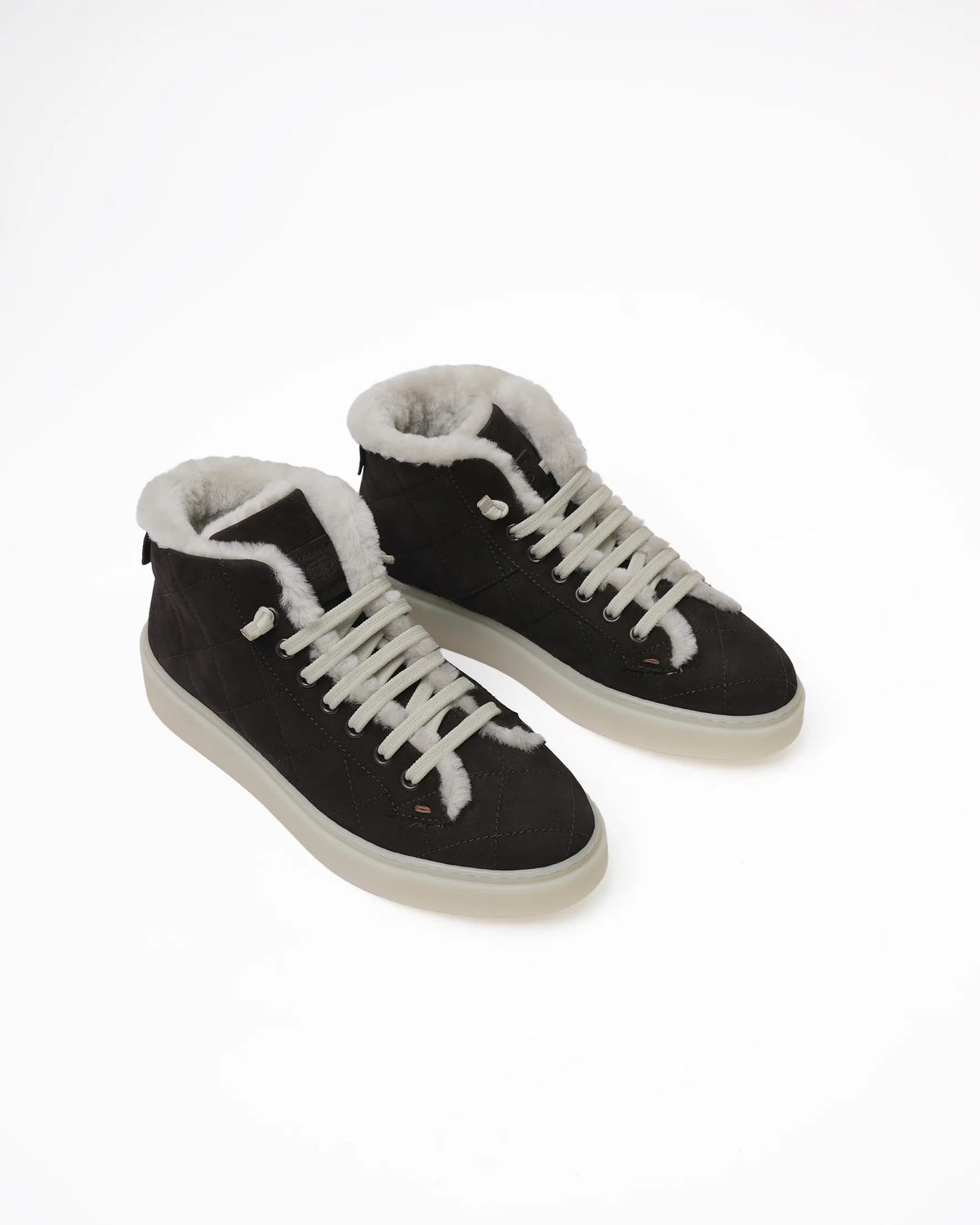 Women's Shearling-Lined Suede High-Top Sneaker - Dark Brown
