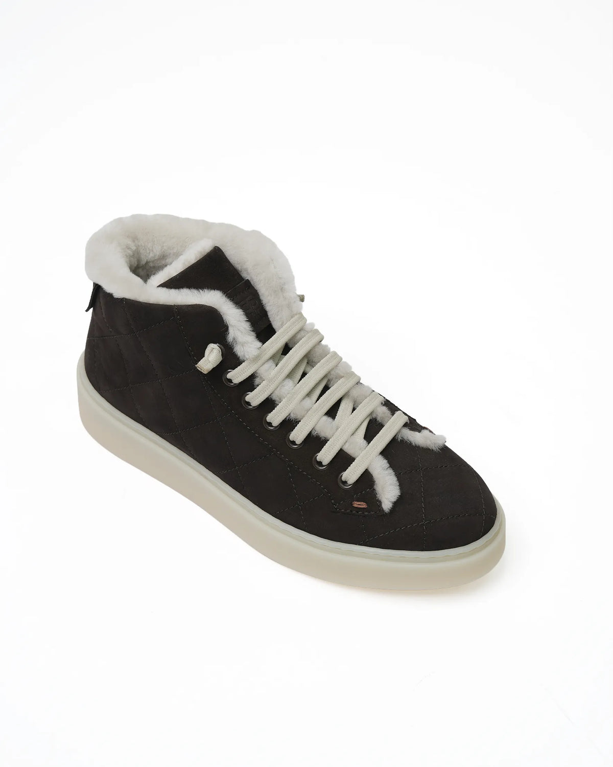 Women's Shearling-Lined Suede High-Top Sneaker - Dark Brown