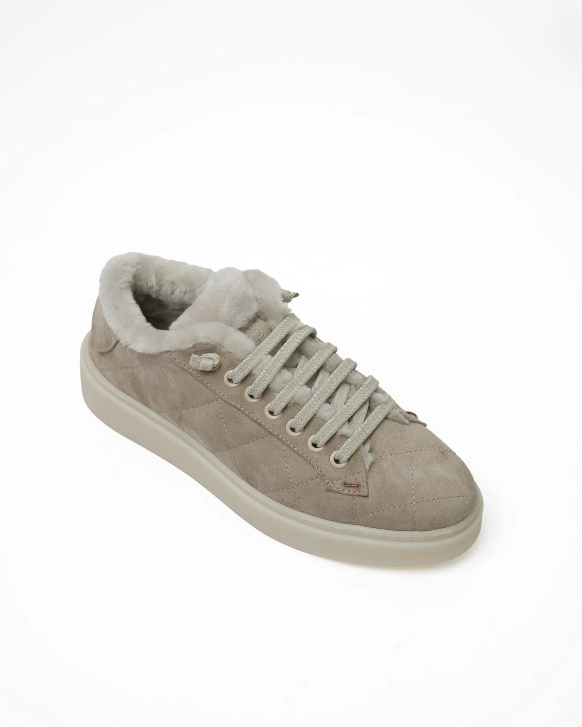 Women's Shearling-Lined Suede Sneaker - Beige