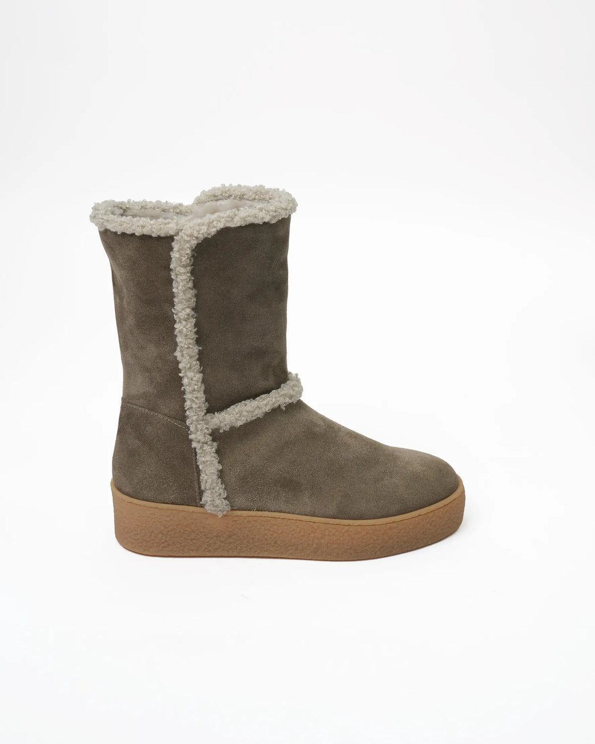 Women's Shearling-Trim Suede Boot - Taupe