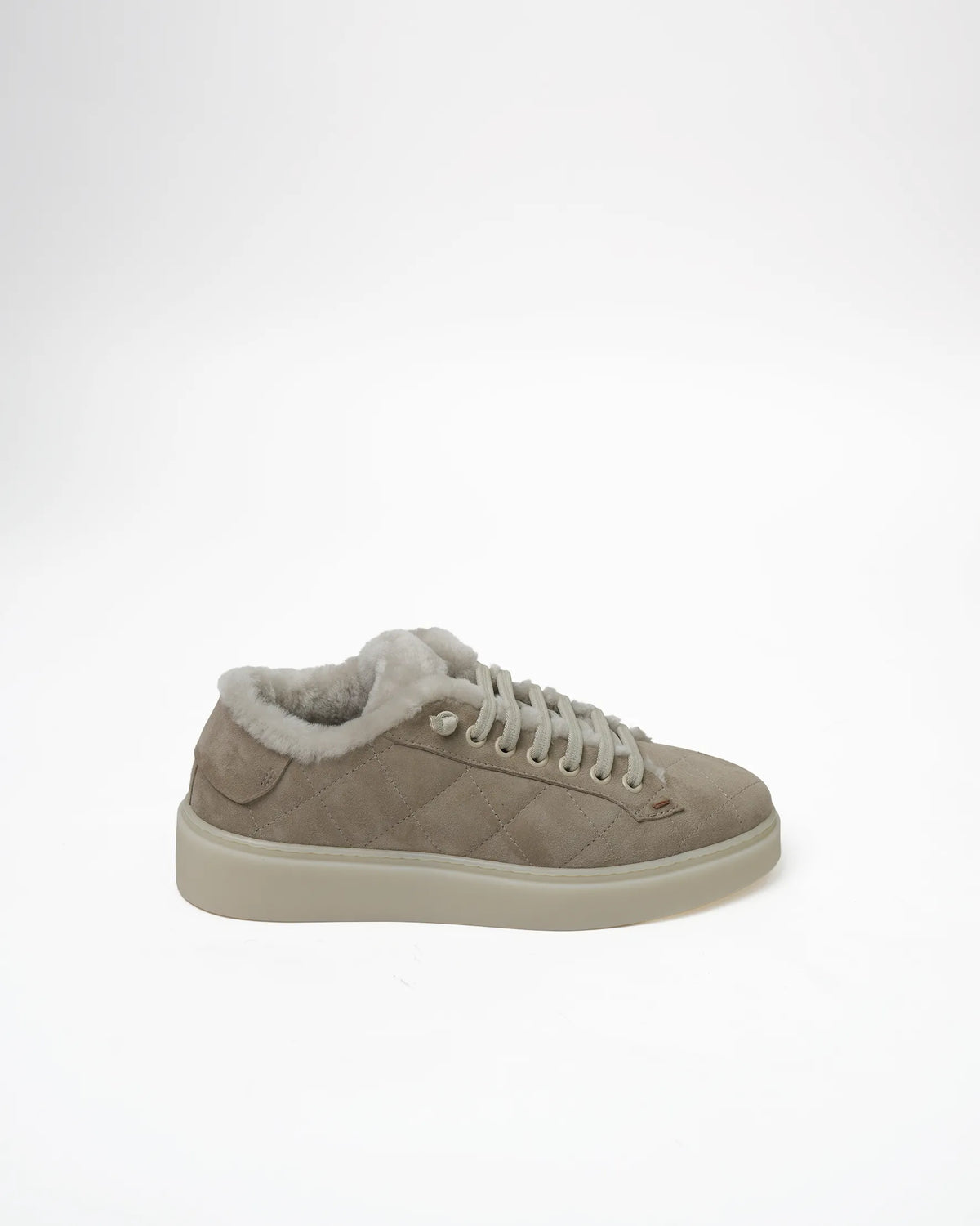 Women's Shearling-Lined Suede Sneaker - Beige