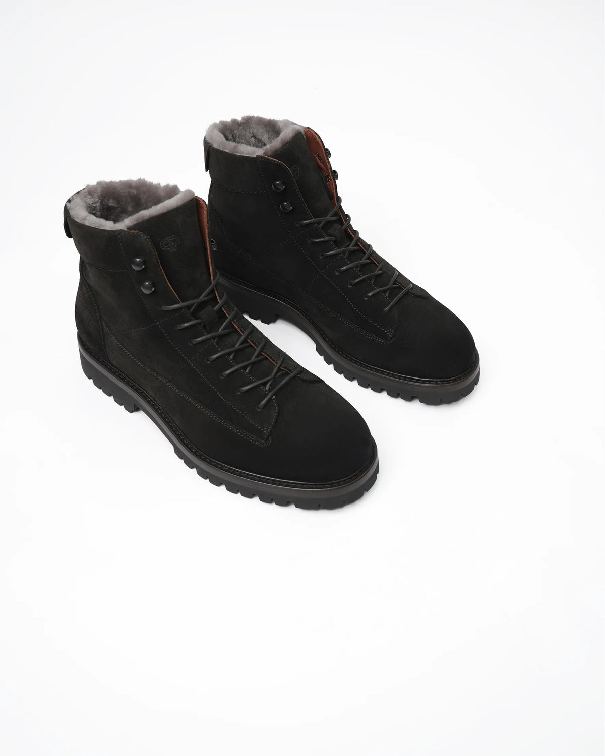 Men's Shearling-Lined Suede Hiking Boot - Black