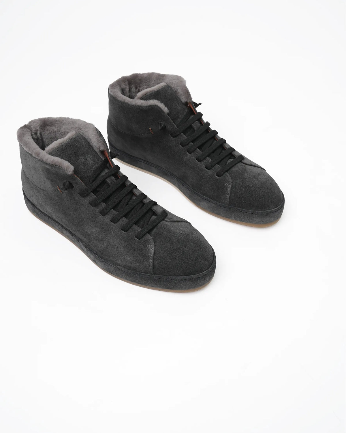 Men's Shearling-Lined Suede Sneaker Boot - Grey