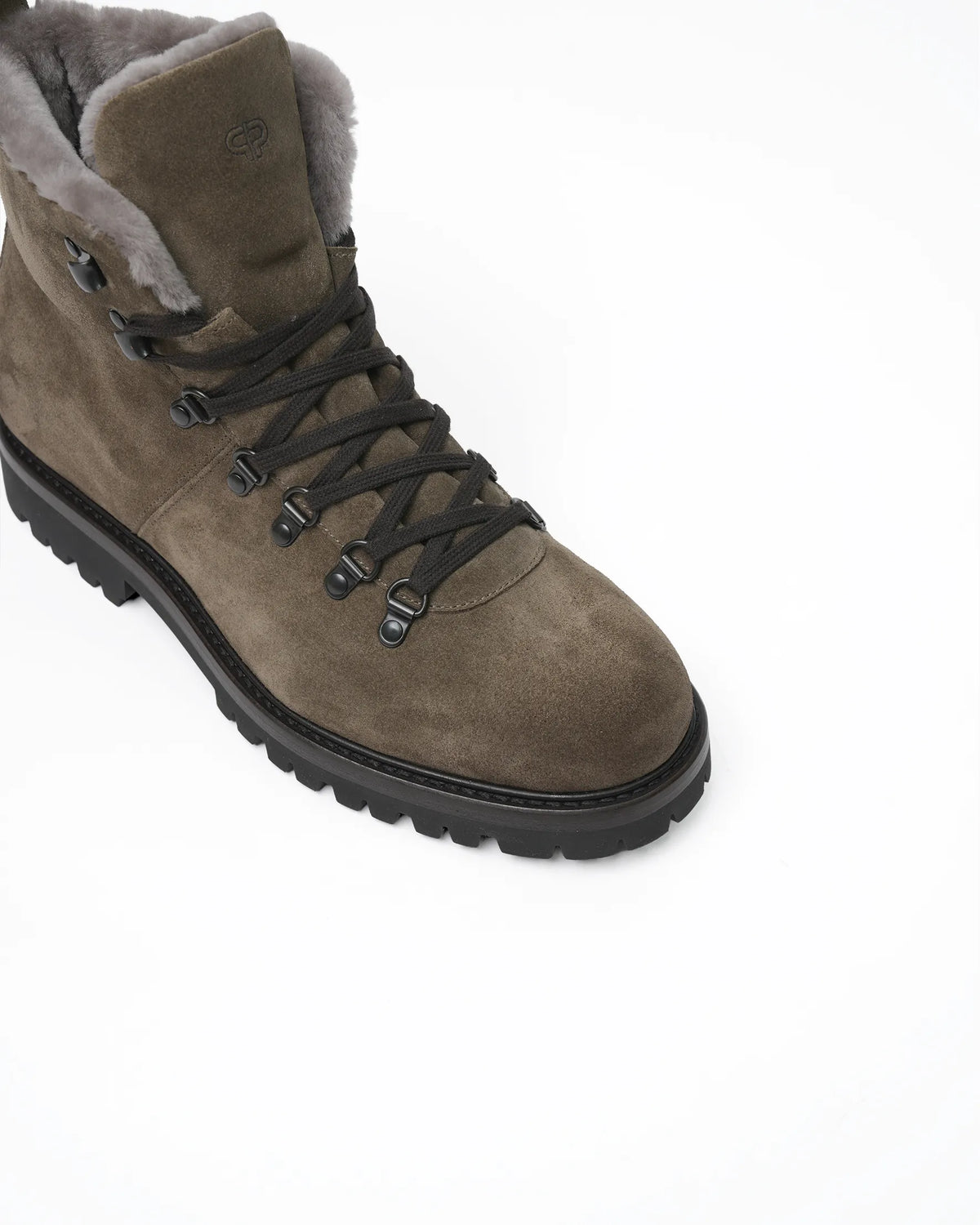 Men's Shearling-Lined Suede Hiking Boot - Taupe