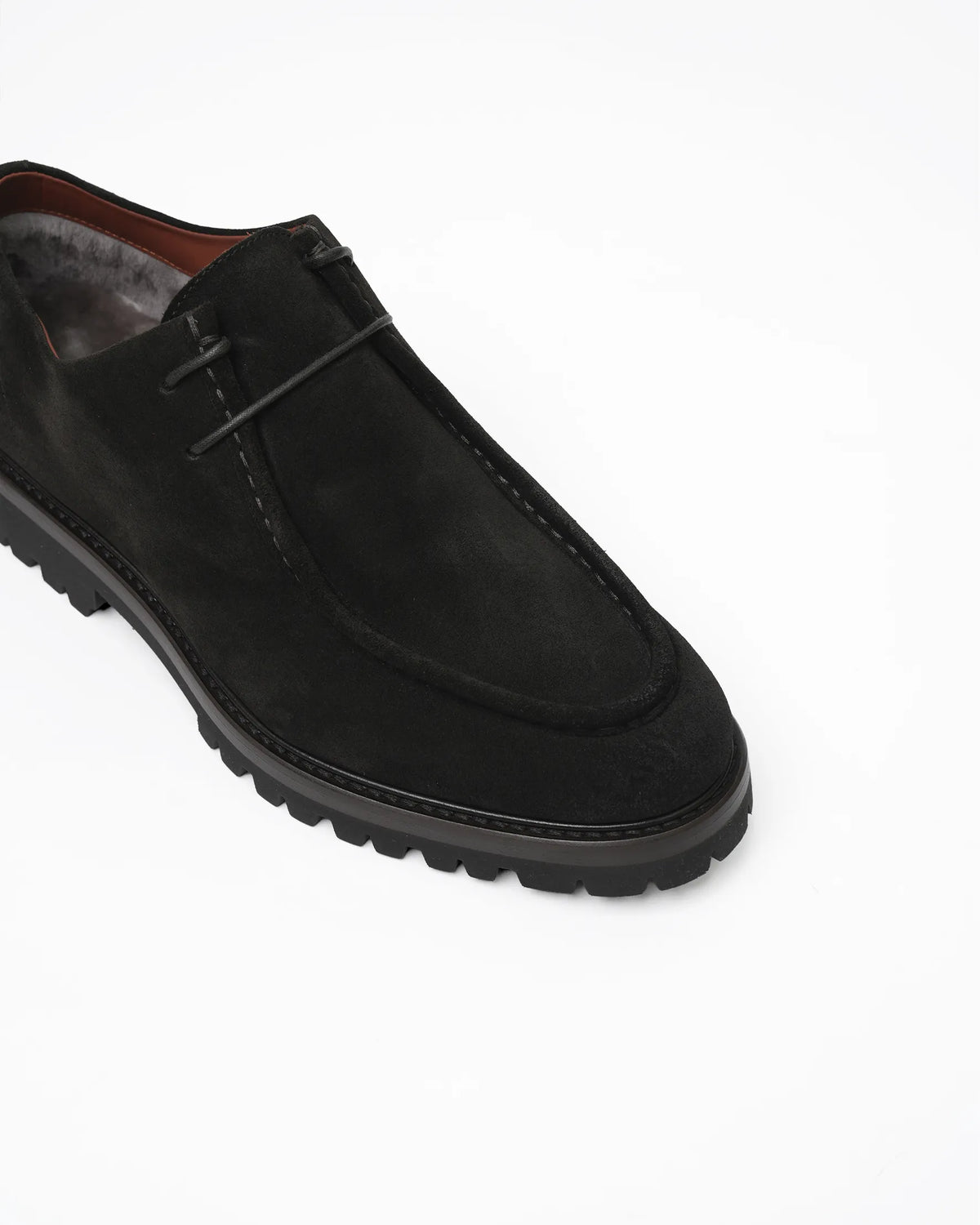 Men's Suede Apron-Toe Derby - Black