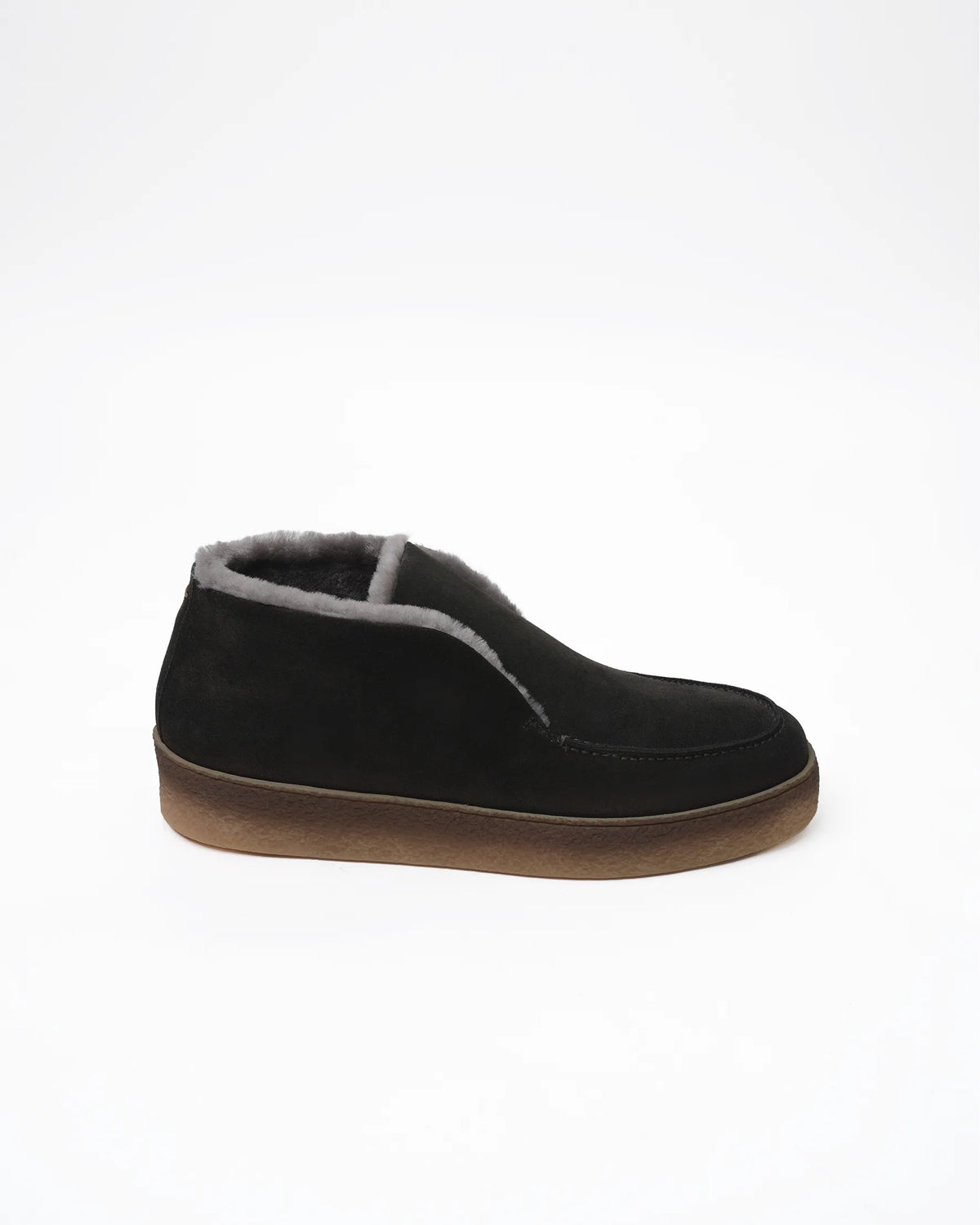 Men's Shearling-Lined Suede Slip-On Chukka - Black