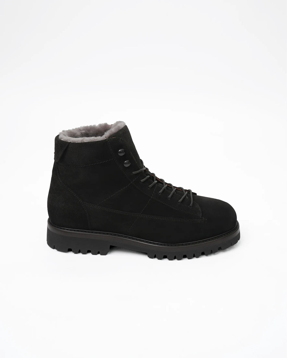Men's Shearling-Lined Suede Hiking Boot - Black
