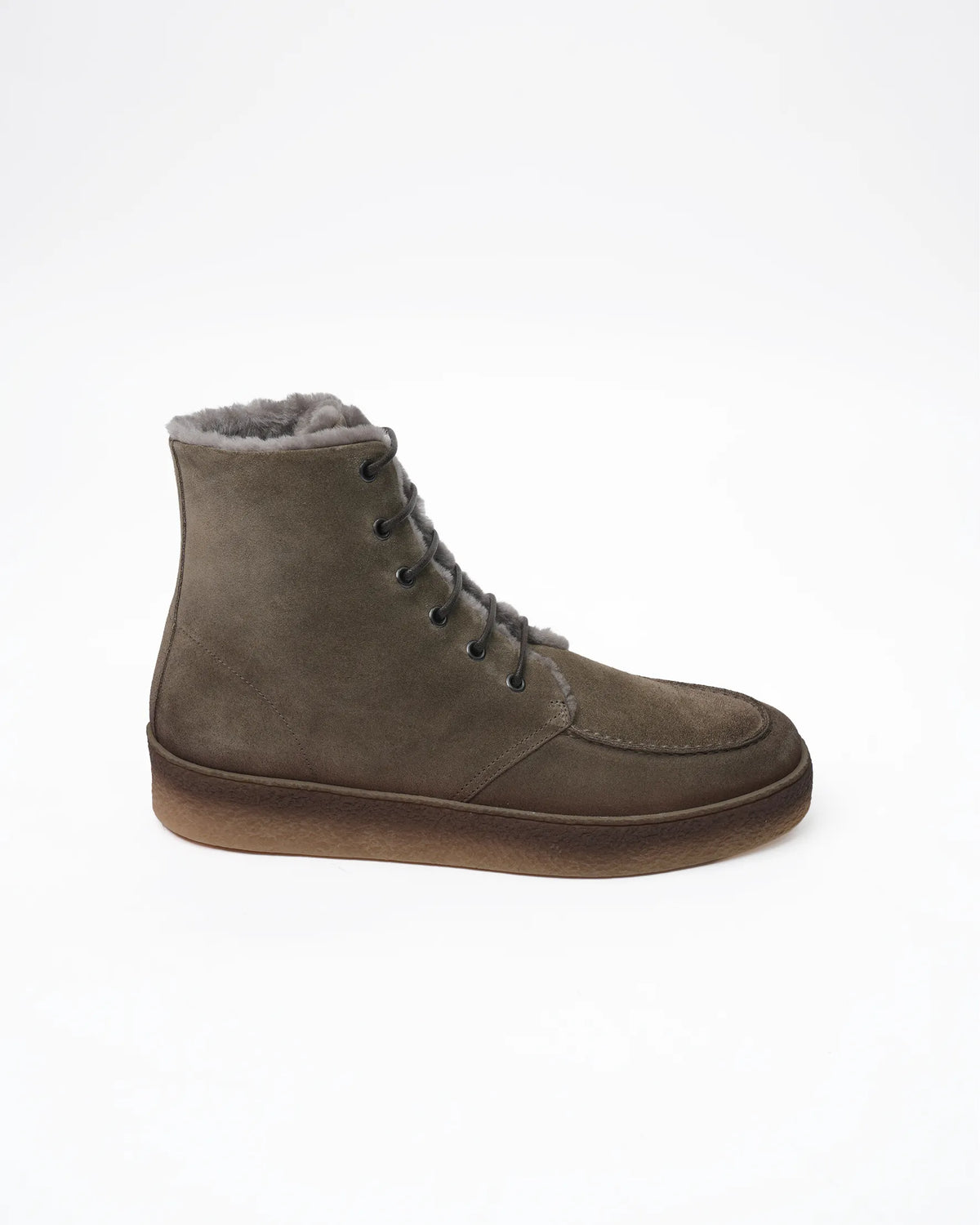Men's Shearling-Lined Suede Ankle Boot - Taupe