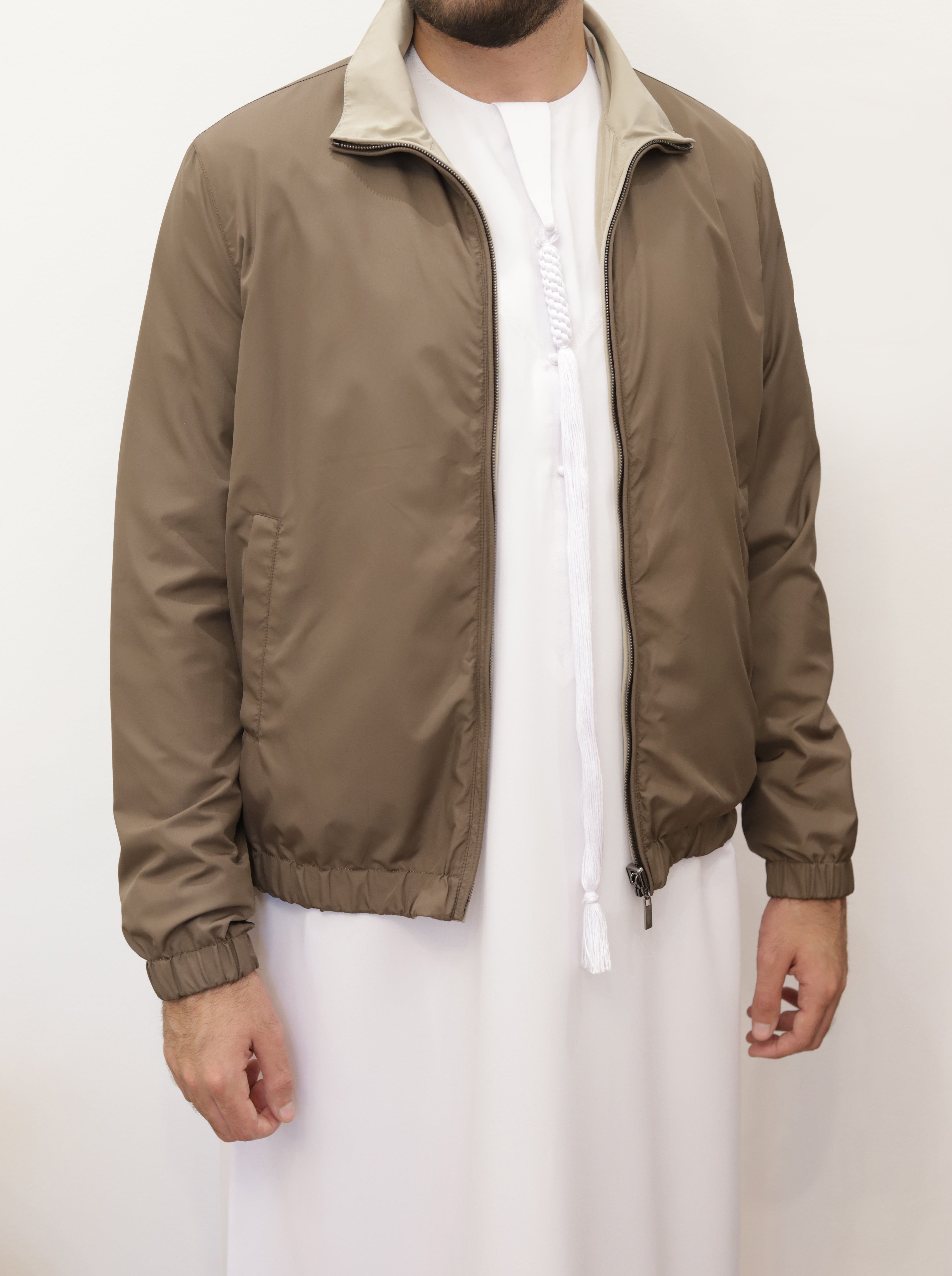 PRESTIGE BOMBER STORM MICROFIBER JACKET REVERSIBLE-Sand / Brown