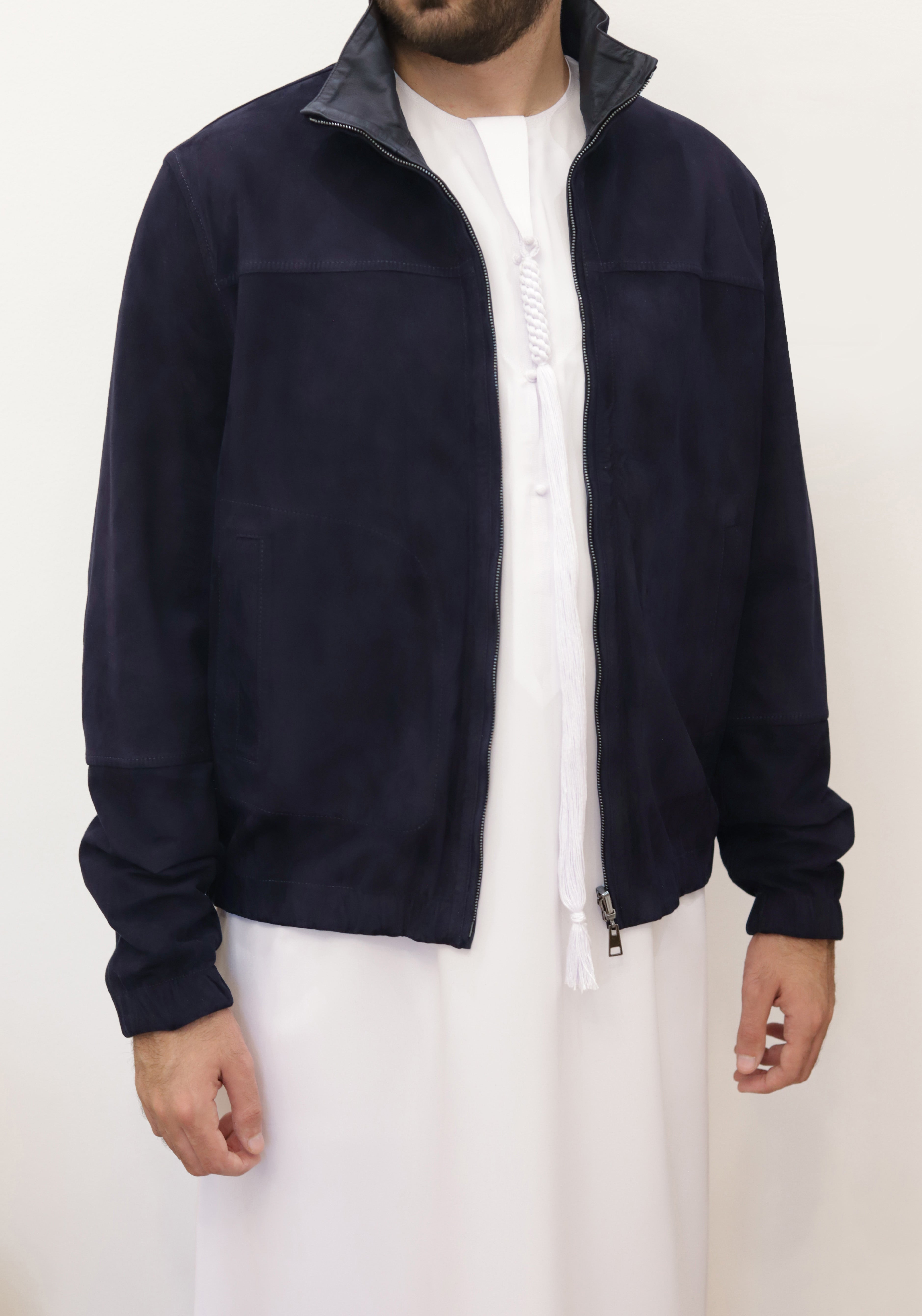 PRESTIGE Bomber Reversible Leather Jacket - Navy Color