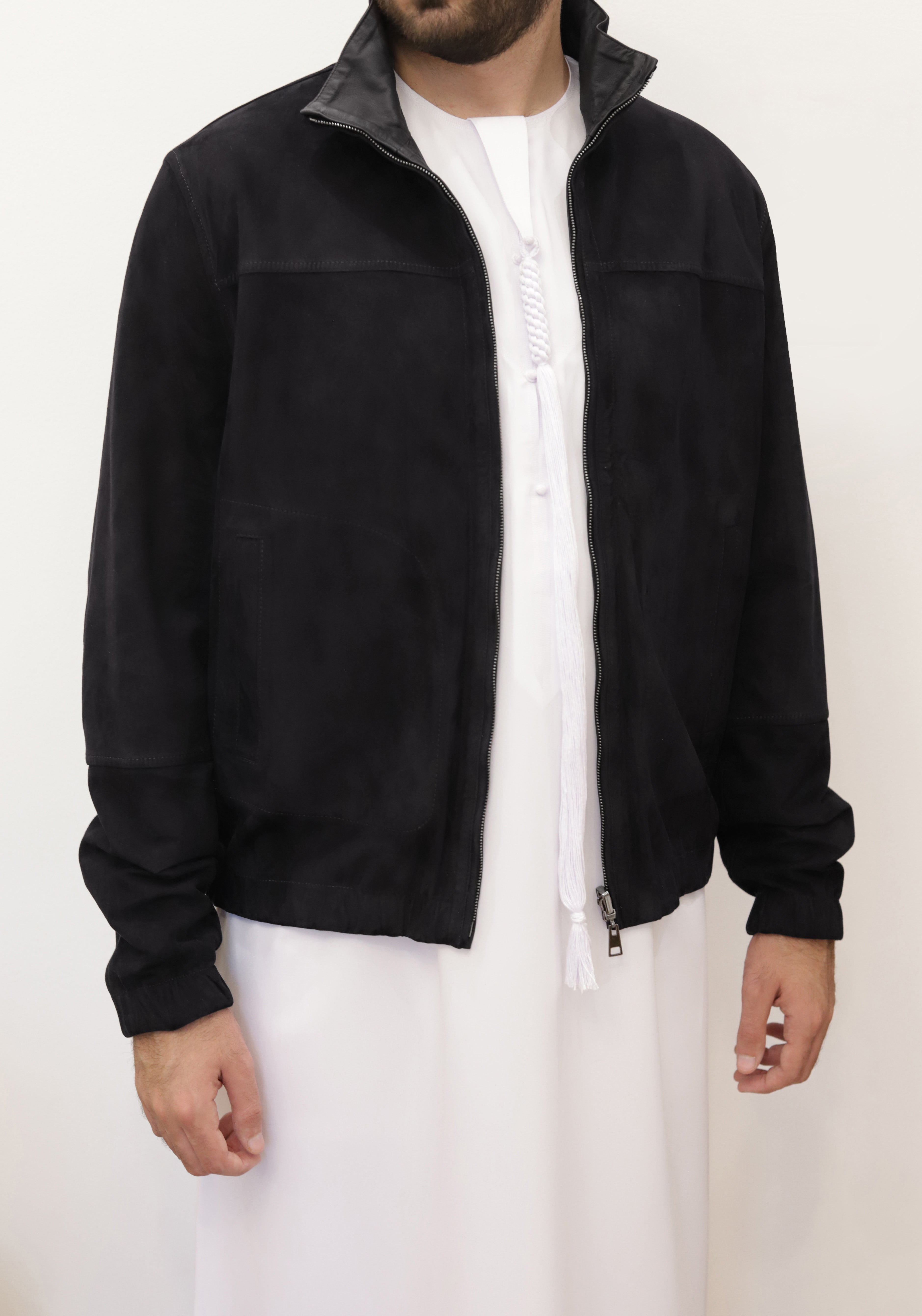 PRESTIGE Bomber Reversible Leather Jacket-Black Color